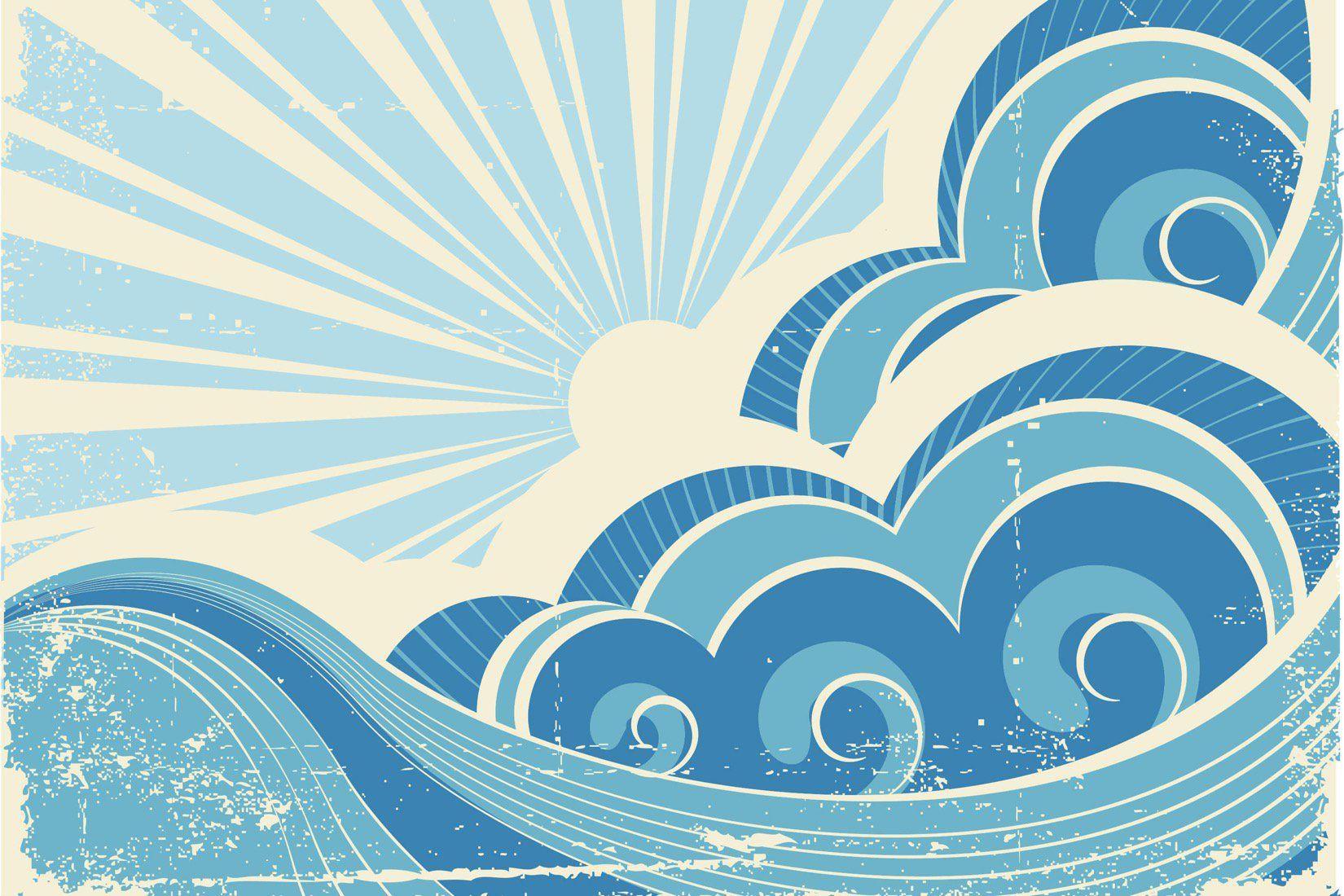 1650x1100 Retro Vintage Surf Wallpaper Mural. Hovia. Retro surf art, Retro surf, Surf wallpaper