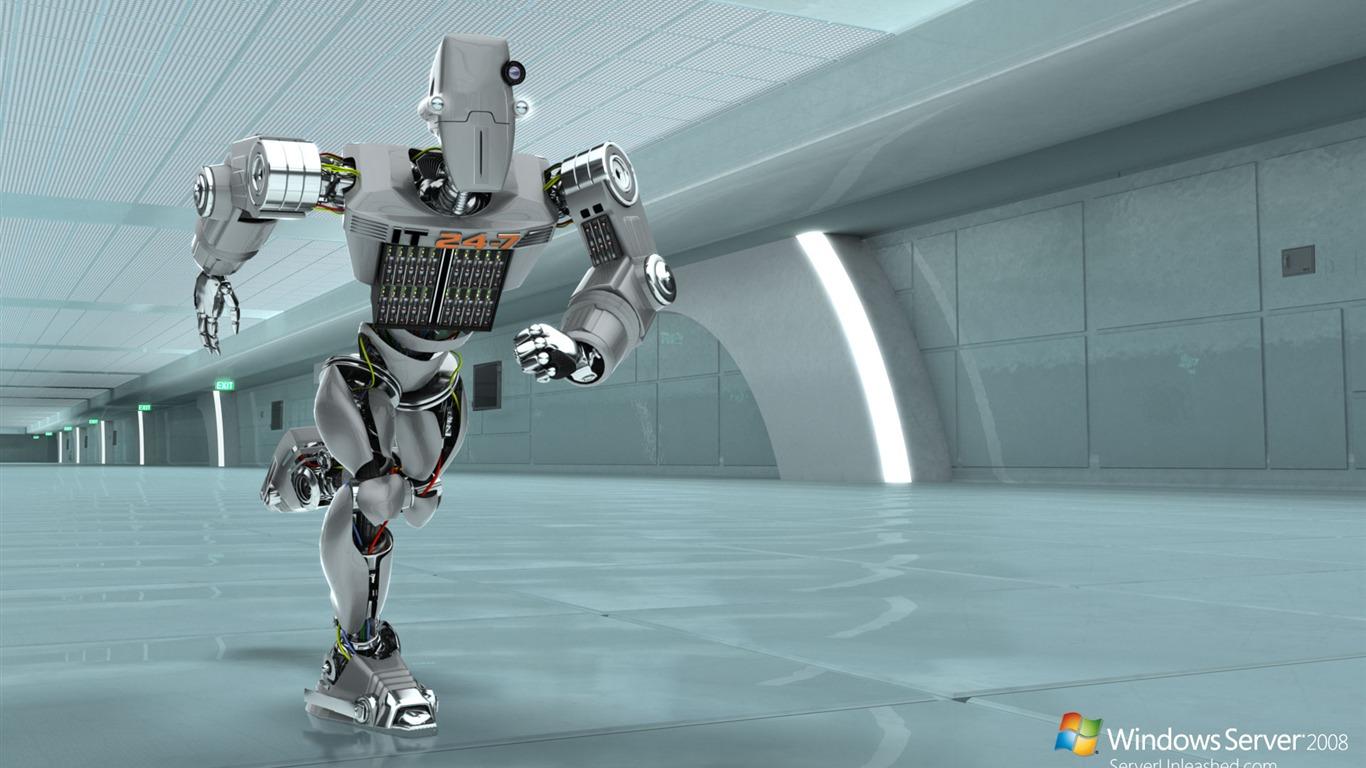 1366x768 Windows Server 2008 IT 24 7 Robot Advertising Wallpaper 07