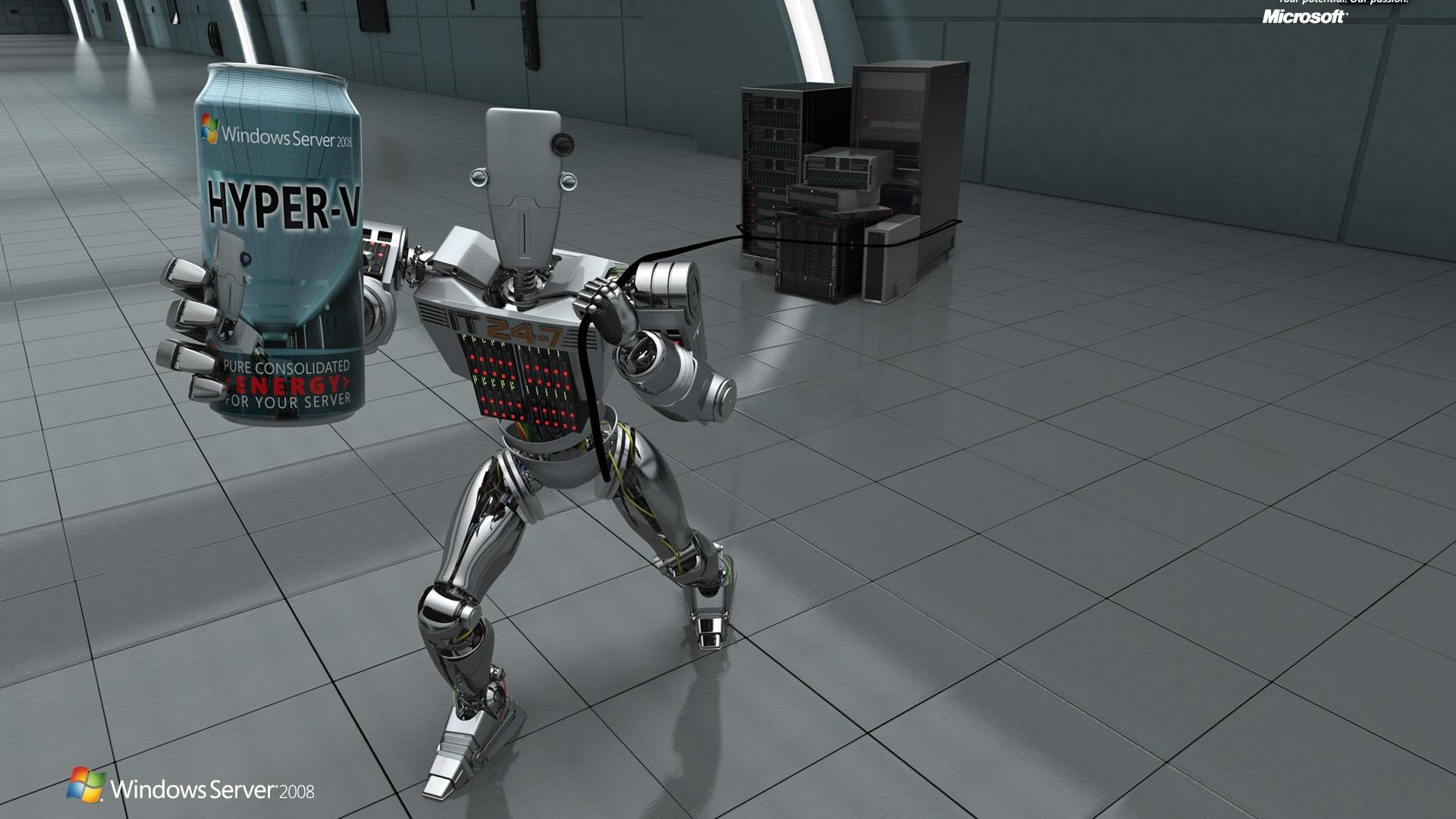 1920x1080 Windows Server 2008 IT 24 7 Robot Advertising Wallpaper 04