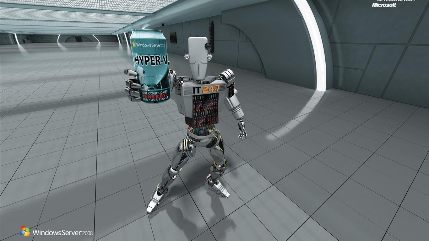 1366x768 Windows Server 2008 IT 24 7 Robot Advertising Wallpaper 03