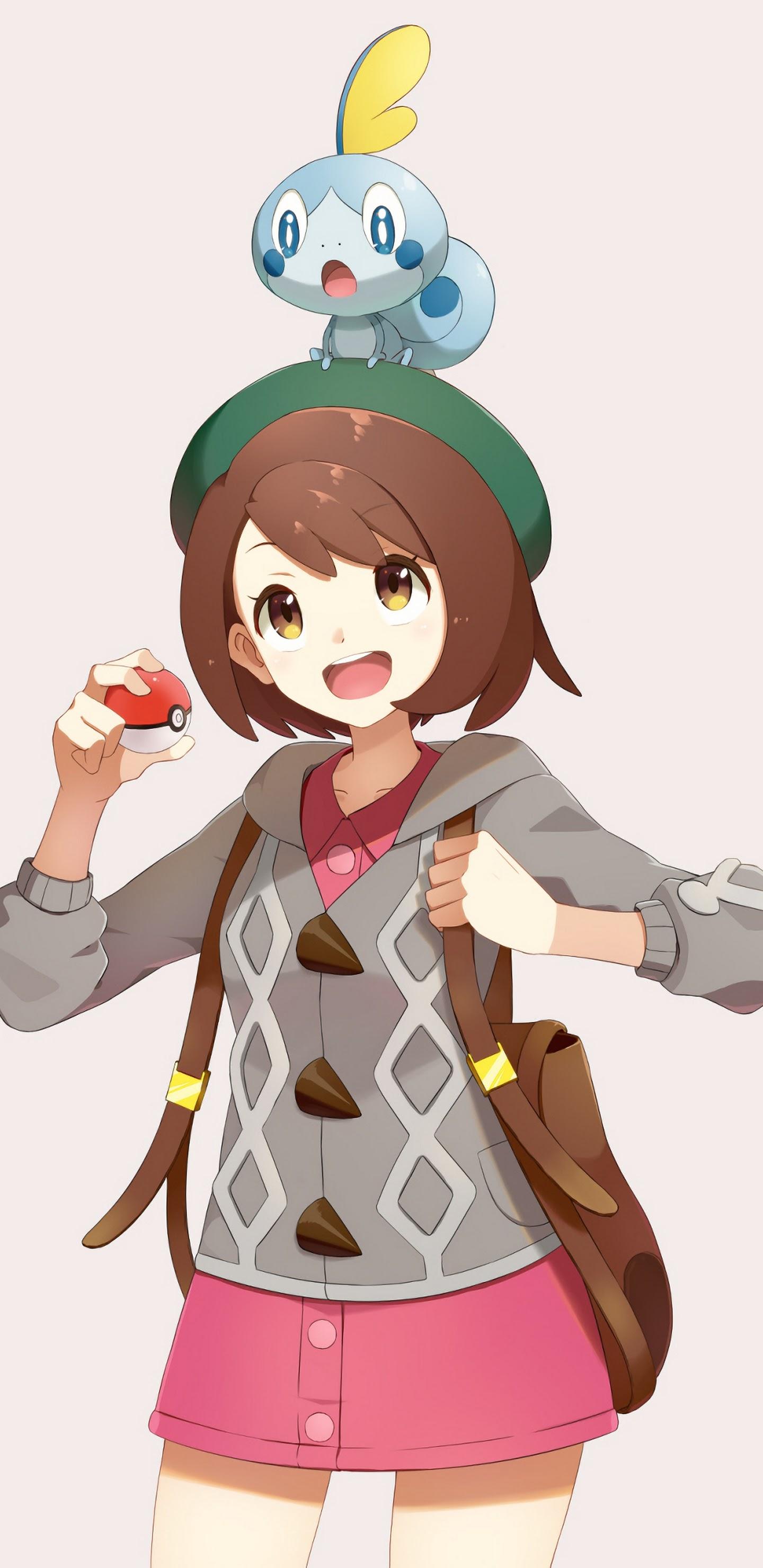 1440x2960 Sobble Pokemon Sword and Shield Female Pokemon Trainer 4K Wallpaper