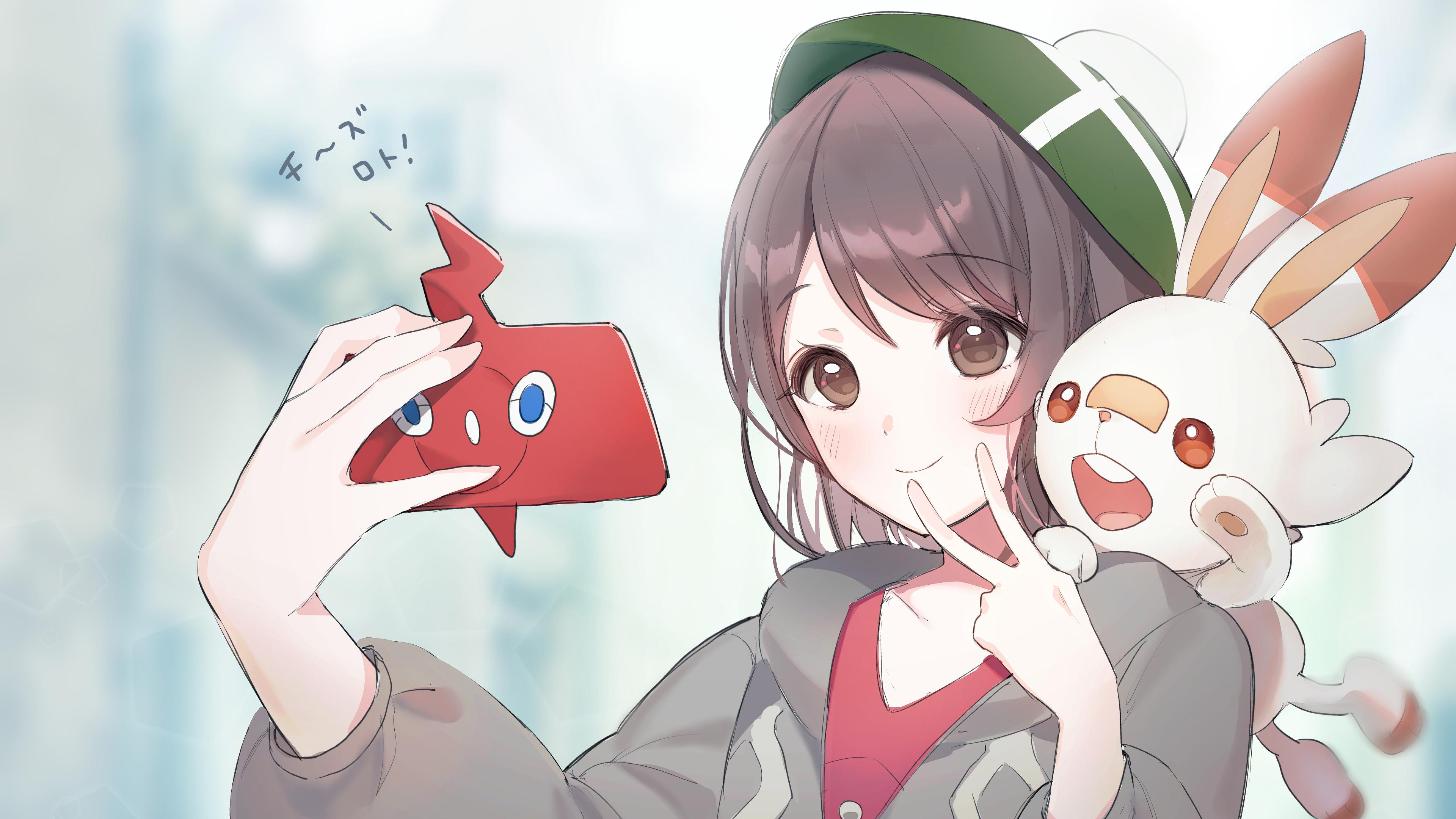 3840x2160 Scorbunny Pokemon Sword and Shield Female Pokemon Trainer 4K Wallpaper