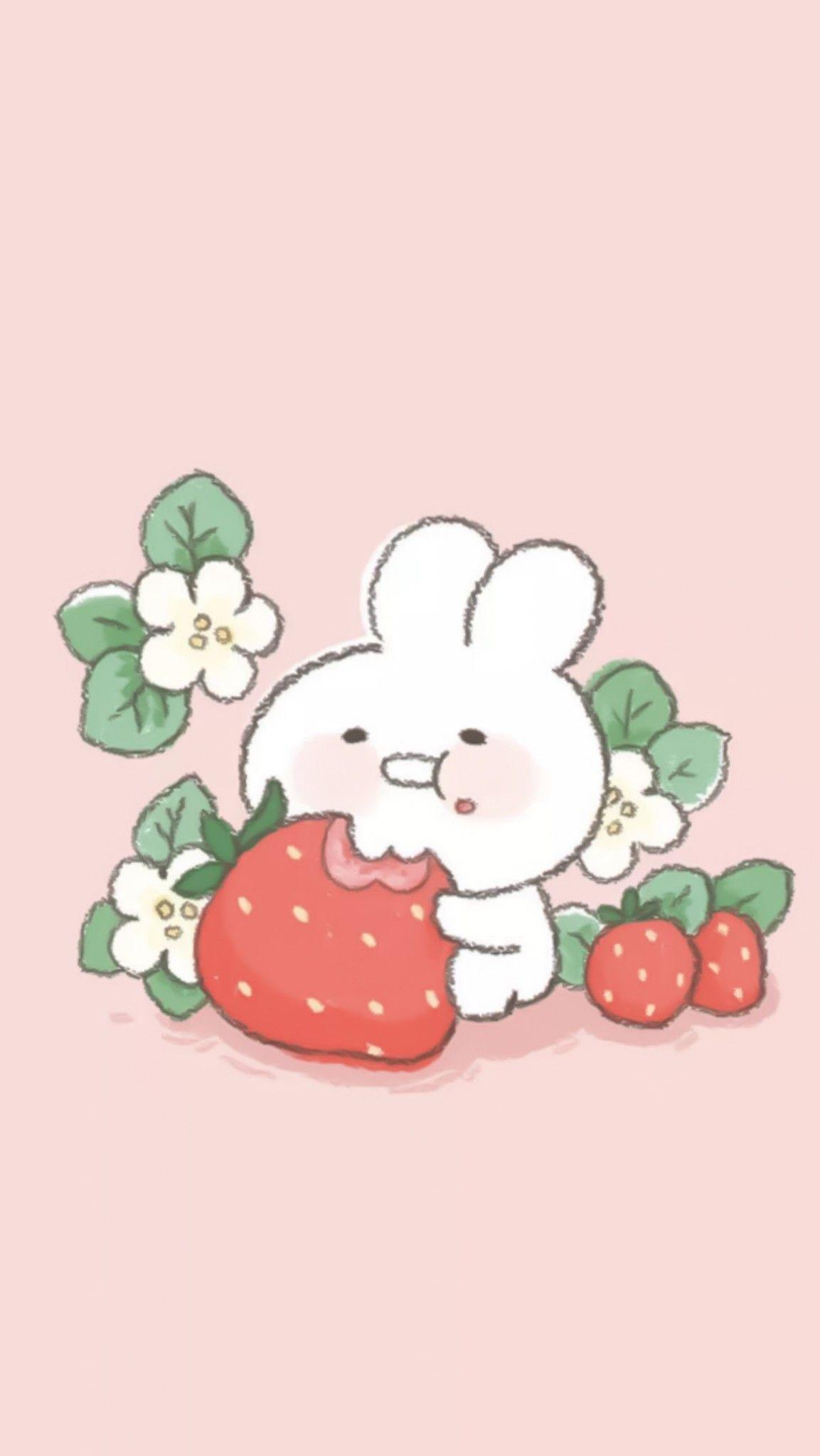 1153x2048 BGCT CUTE A. Bunny wallpaper, Bunny drawing, Strawberry drawing