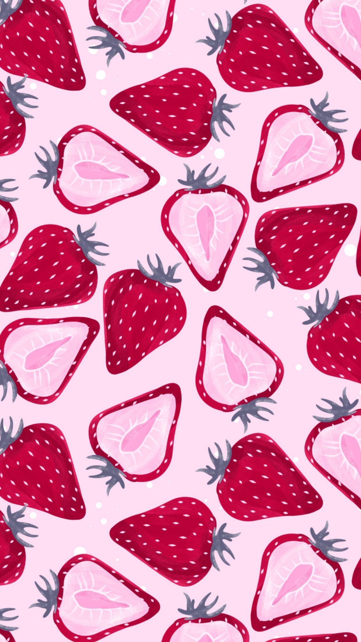 1242x2208 Strawberry Aesthetic Wallpaper