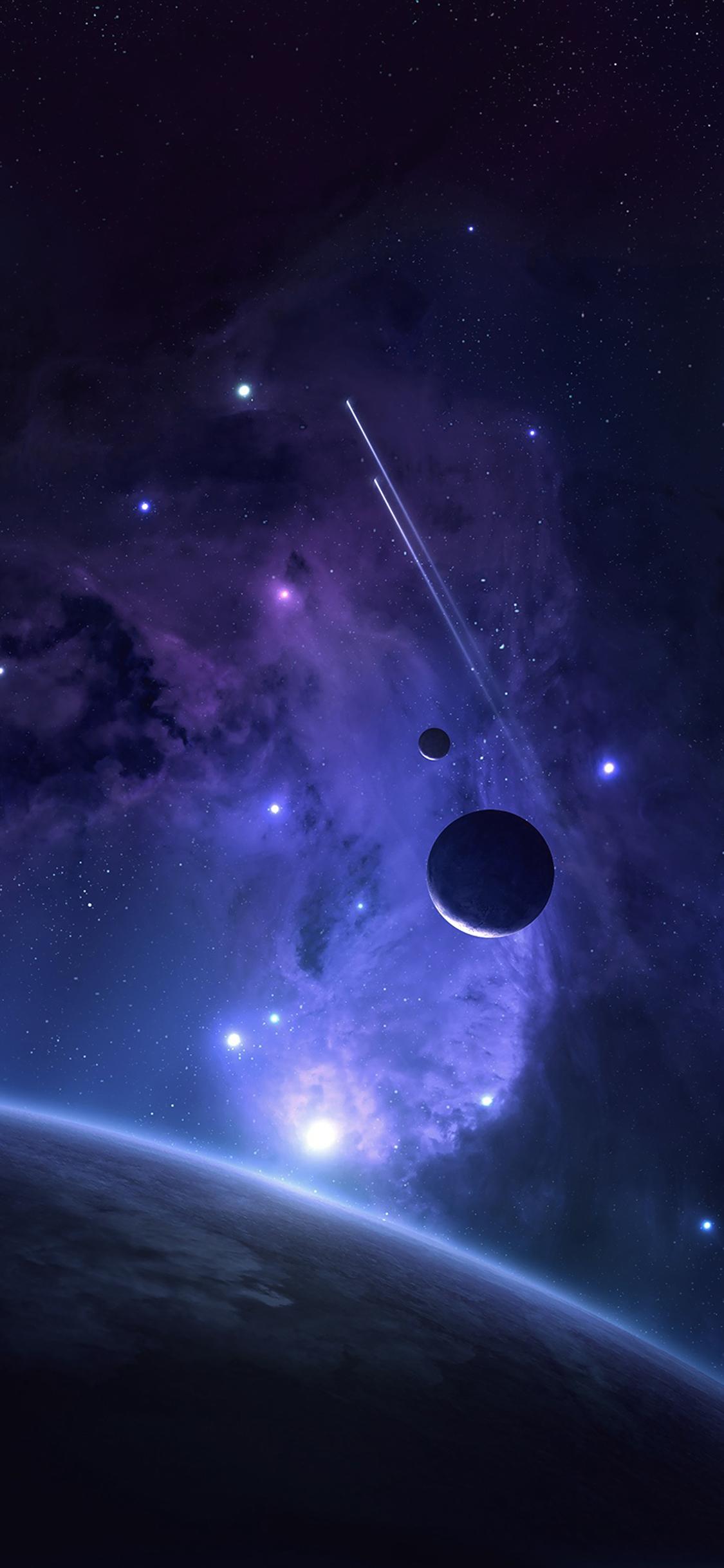 1125x2436 iPhone X wallpaper. planets space abstract blue art