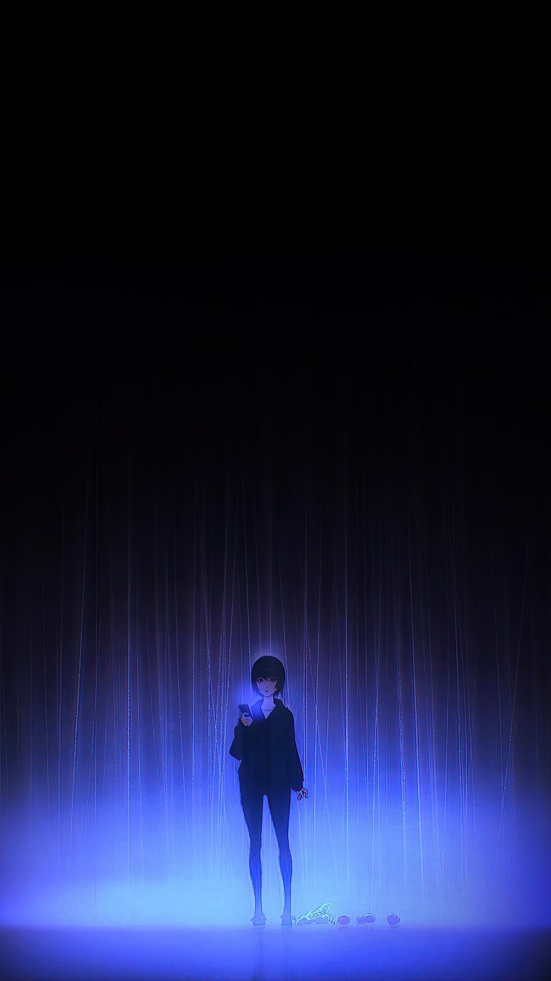 1080x1920 Anime Girl Phone Blue Lights iPhone 6s, 6 Plus, Pixel xl , One Plus 3t, 5 HD 4k Wallpaper, Image, Background, Photo and Picture