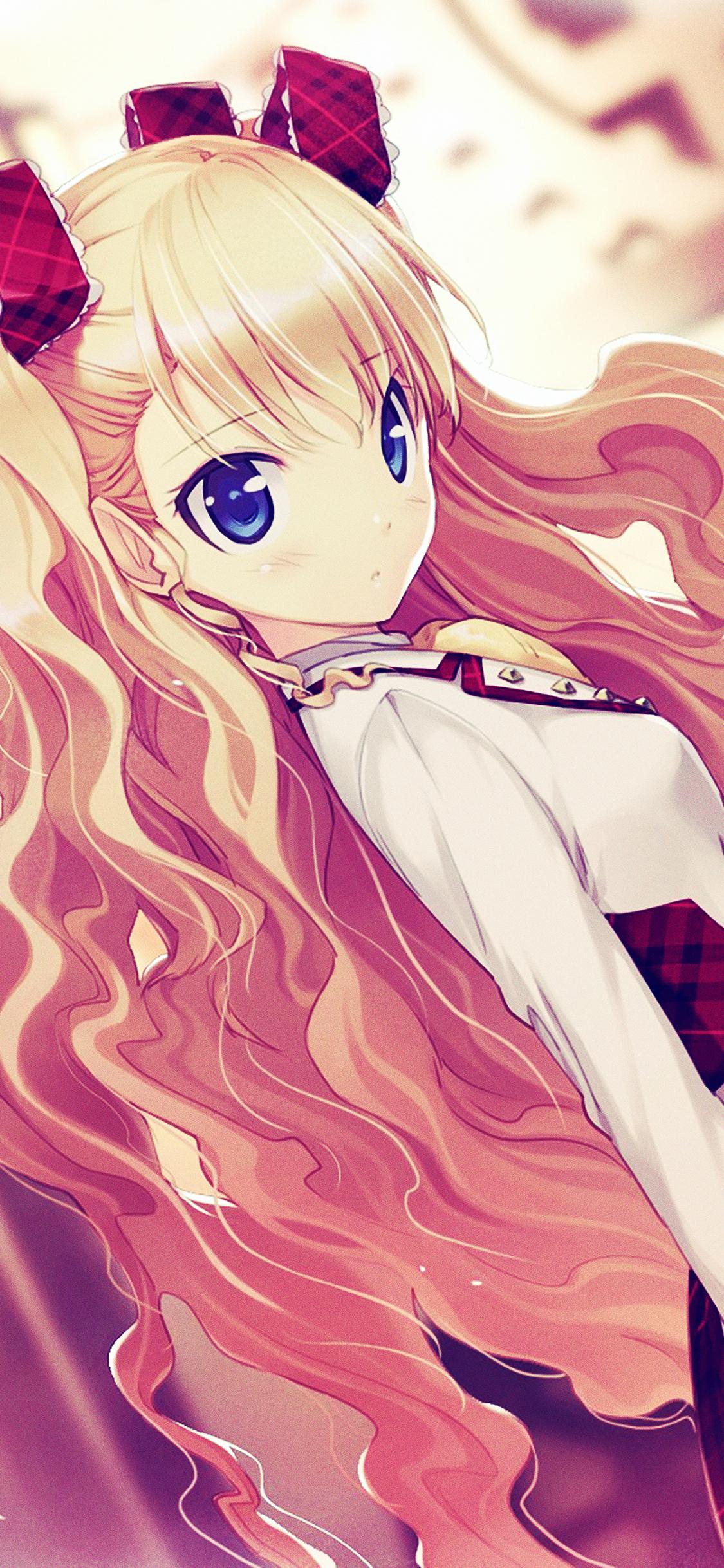 1125x2436 iPhone X wallpaper. anime girl blonde blue illust art