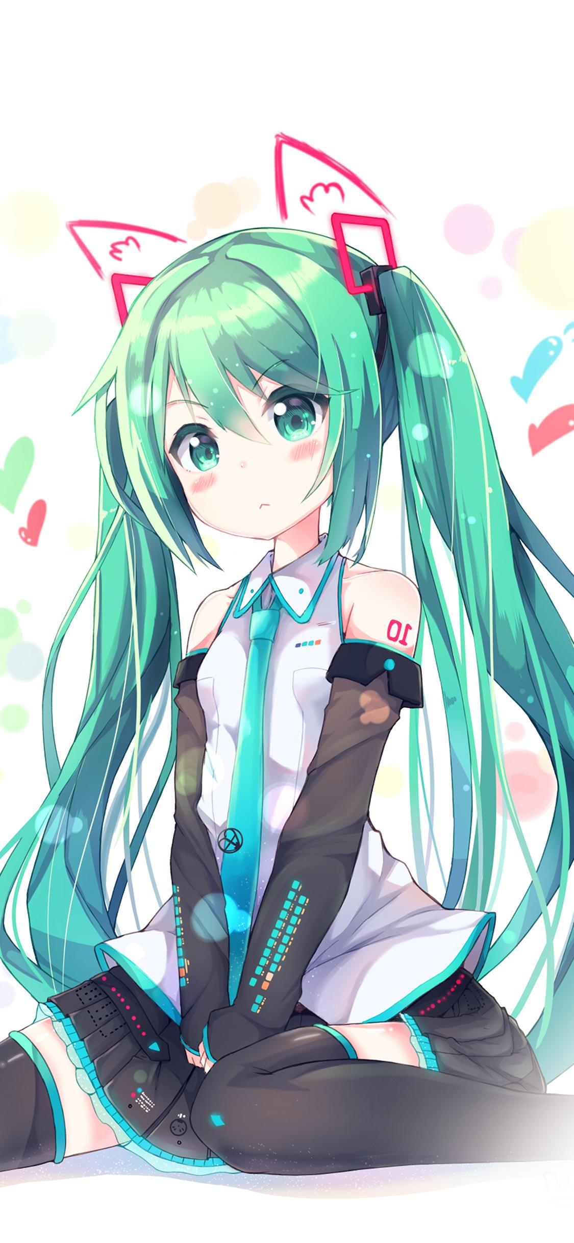 1125x2436 iPhone X wallpaper. hatsune milk anime girl illustration art