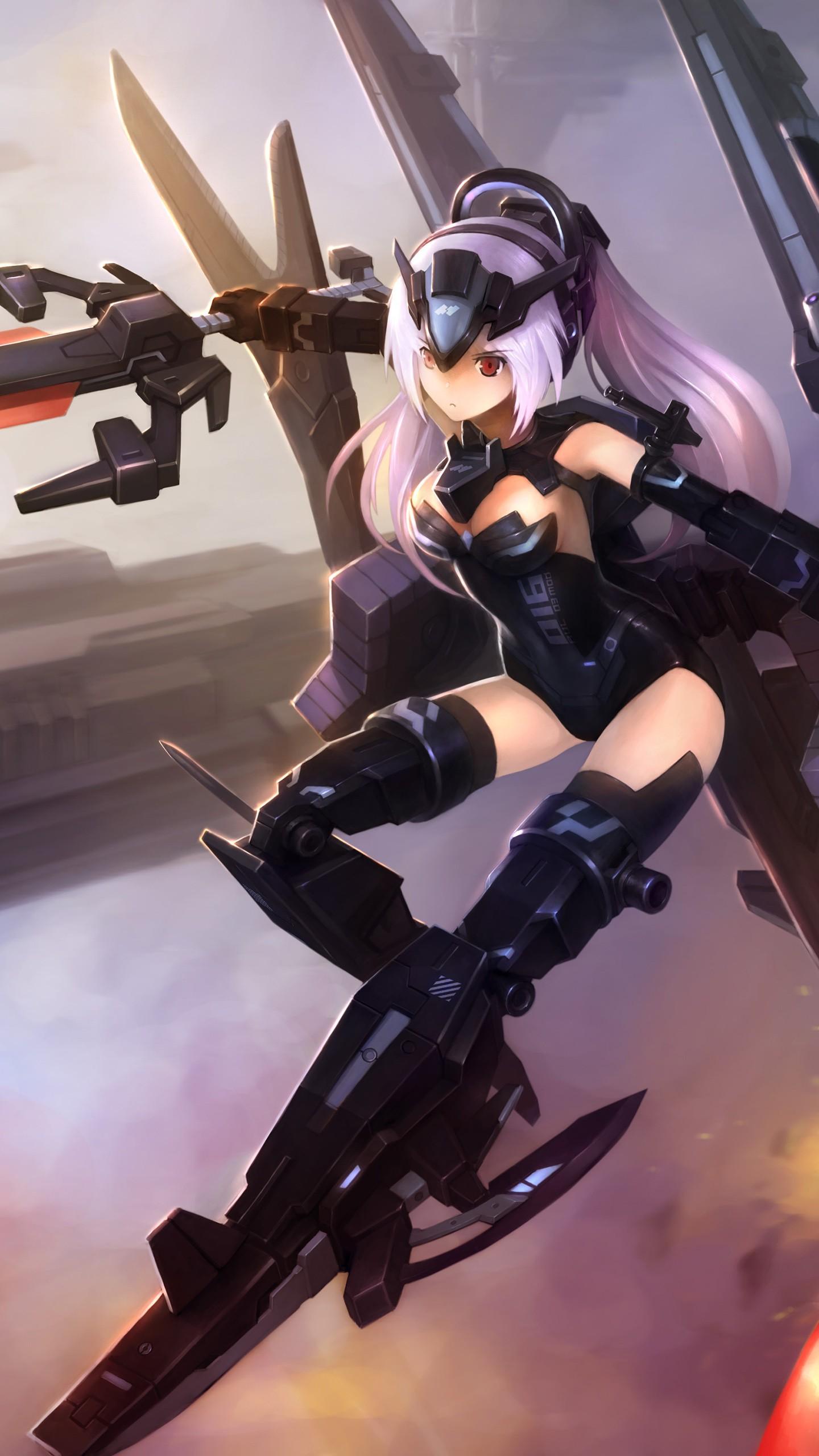 1440x2560 Mecha Anime Girl 5K Wallpaper