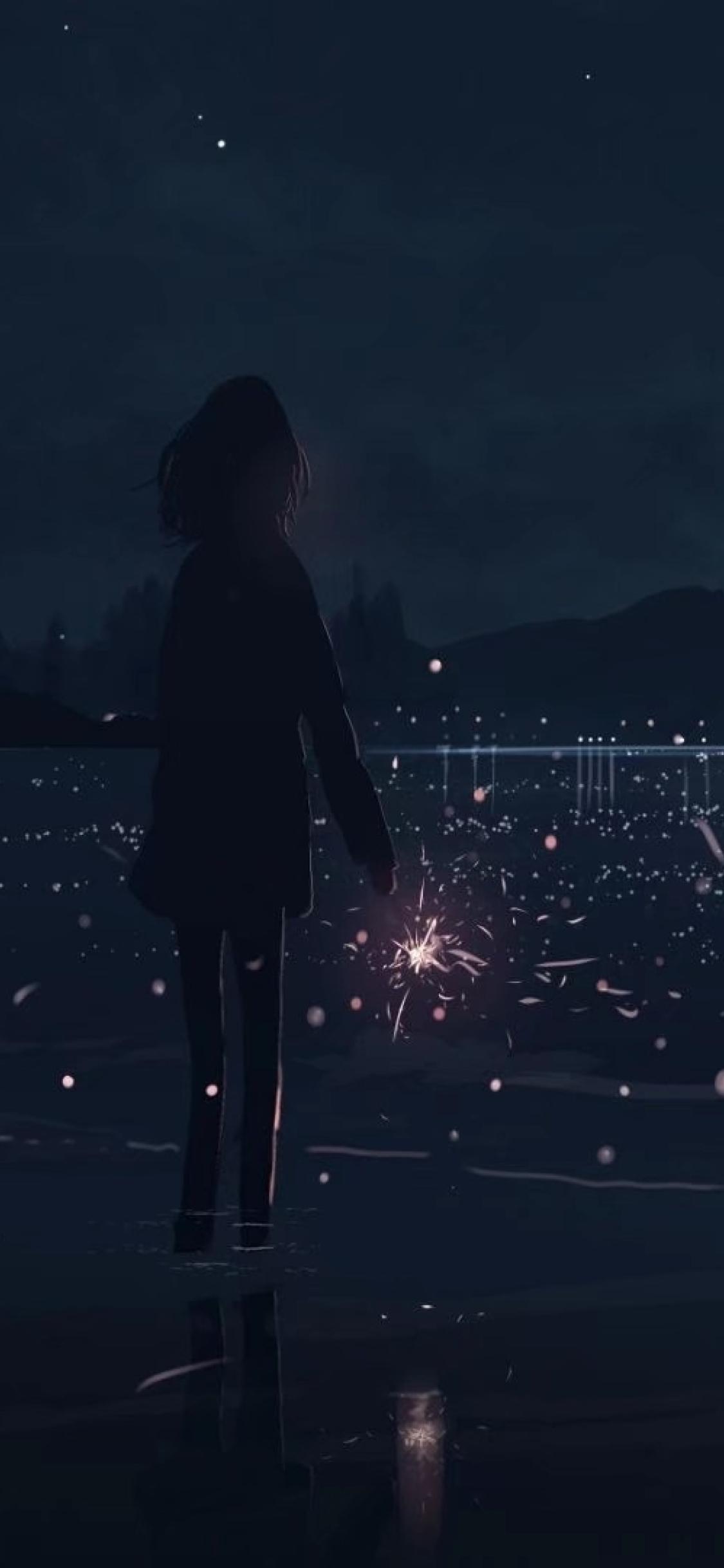 1125x2436 Anime Girl At Night iPhone XS, iPhone iPhone X Wallpaper, HD Anime 4K Wallpaper, Image, Photo and Background