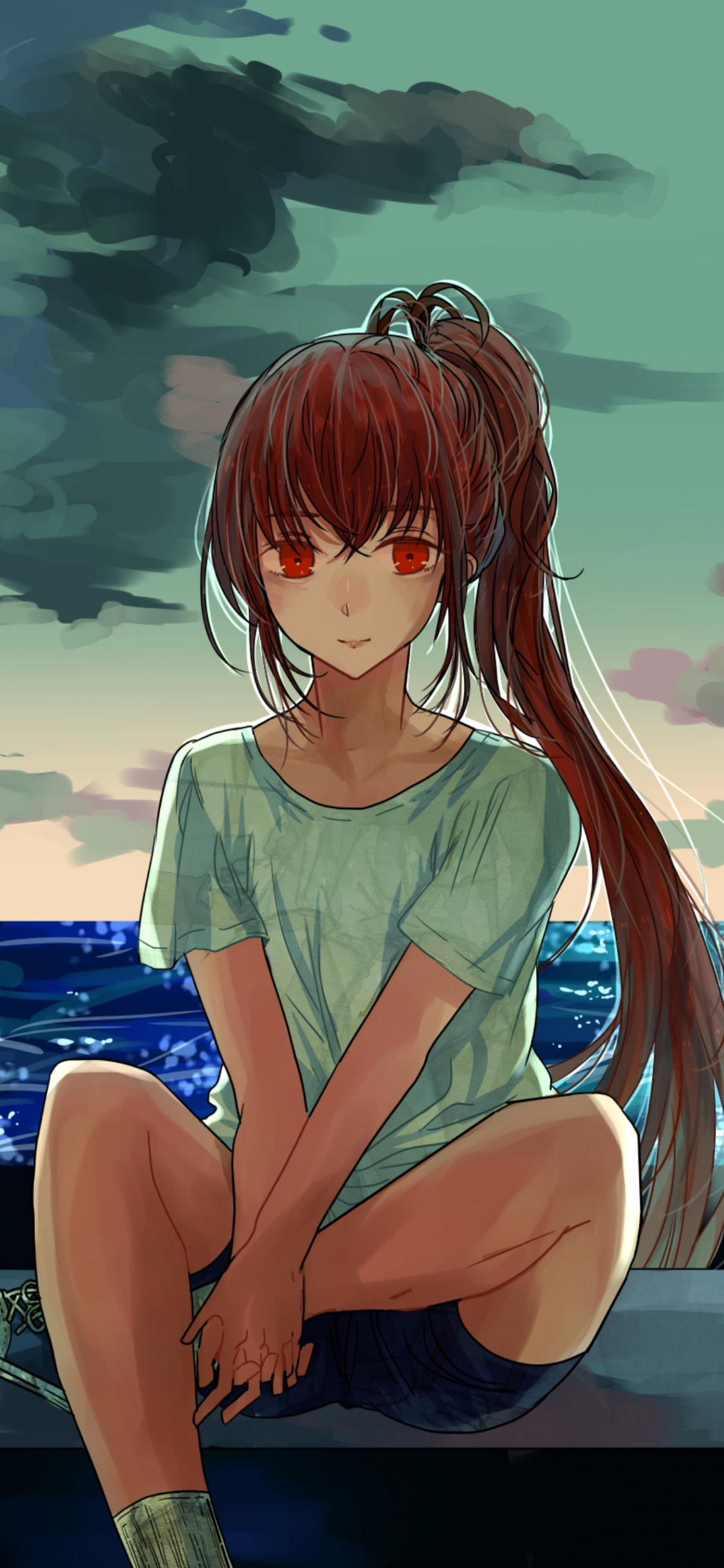 1125x2436 Outdoor, seashore, anime girl, cute wallpaper, 2679x HD image, picture, b66968f2
