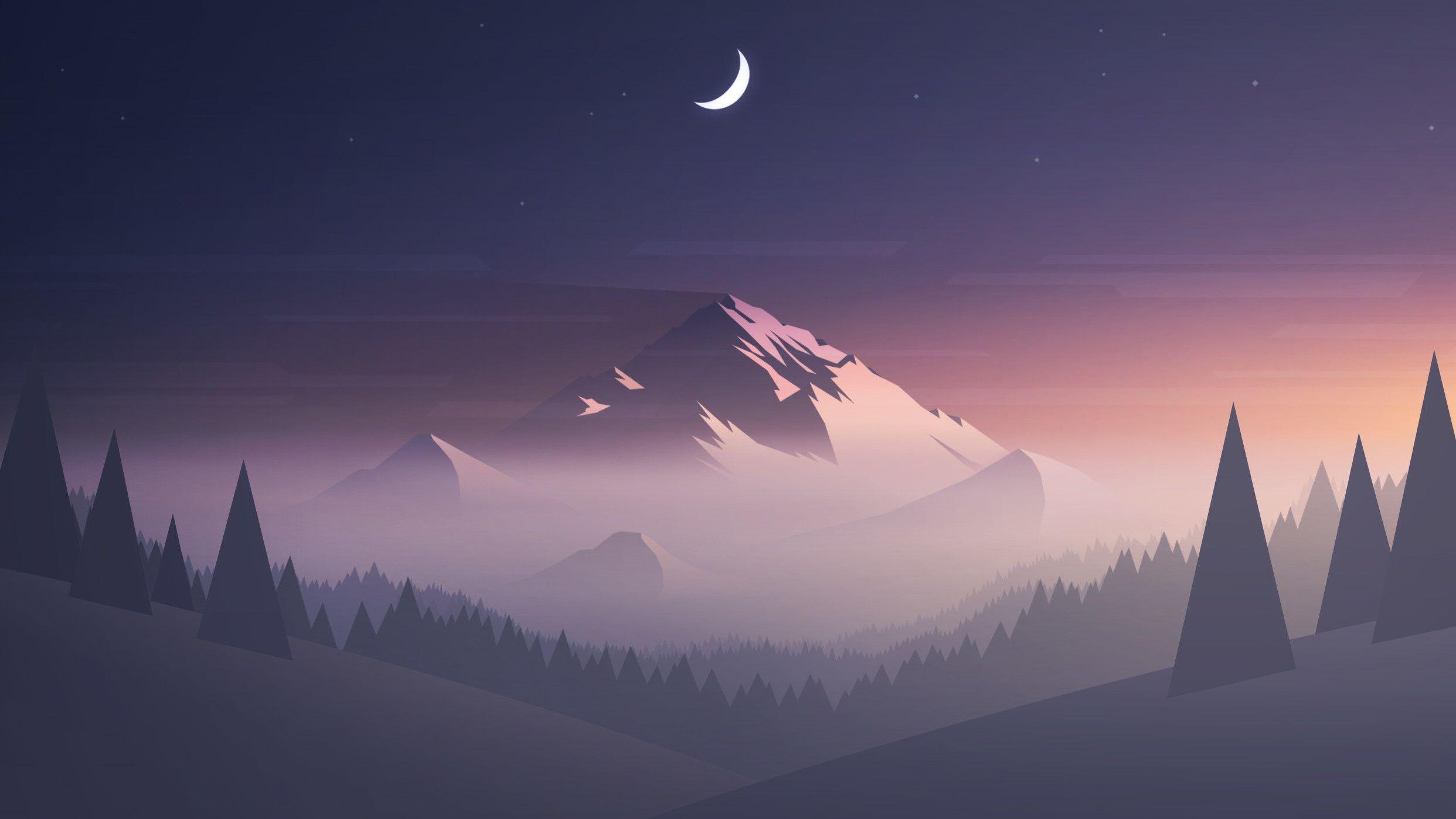 Mountain Landscape Sunset Minimalist 1 minimalism minimalist mountains  landscape HD wallpaper  Peakpx