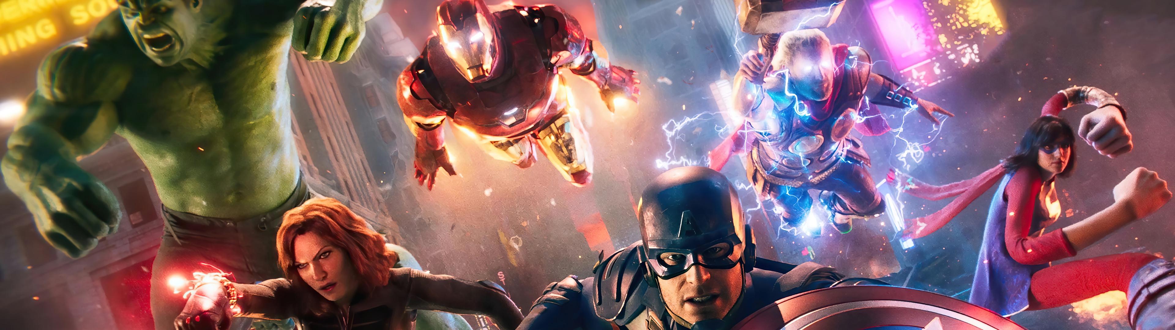 3840x1080 Avengers Wallpaper 4K, Marvel Superheroes