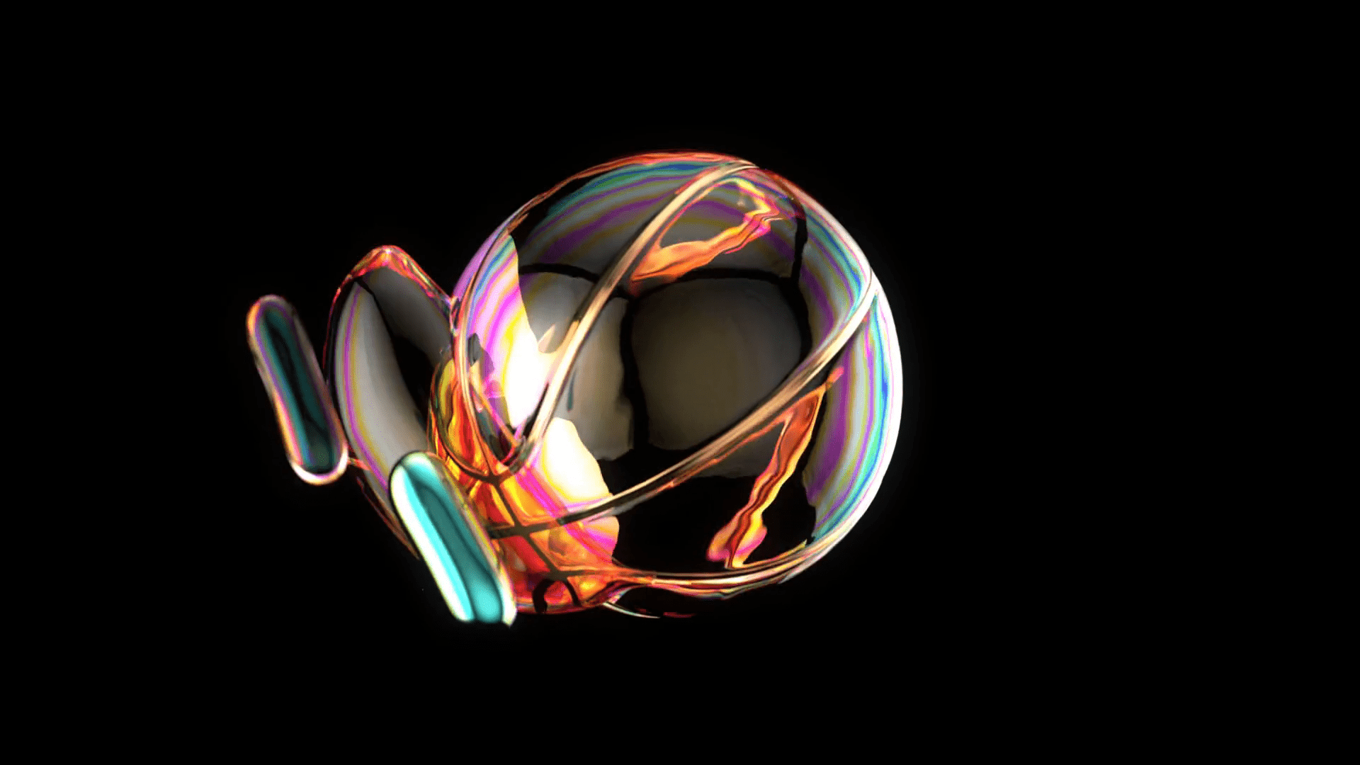 1920x1080 4K abstract art of a basketball with flowers and bubbles Stock Video Footage