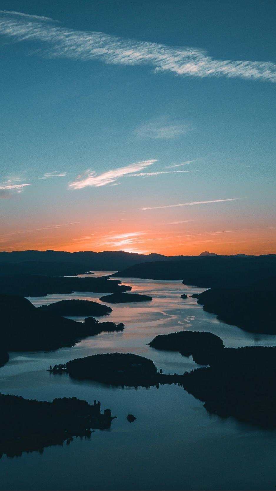 938x1668 Wallpaper River, Mountains, Sunset Preparation For Tomorrow