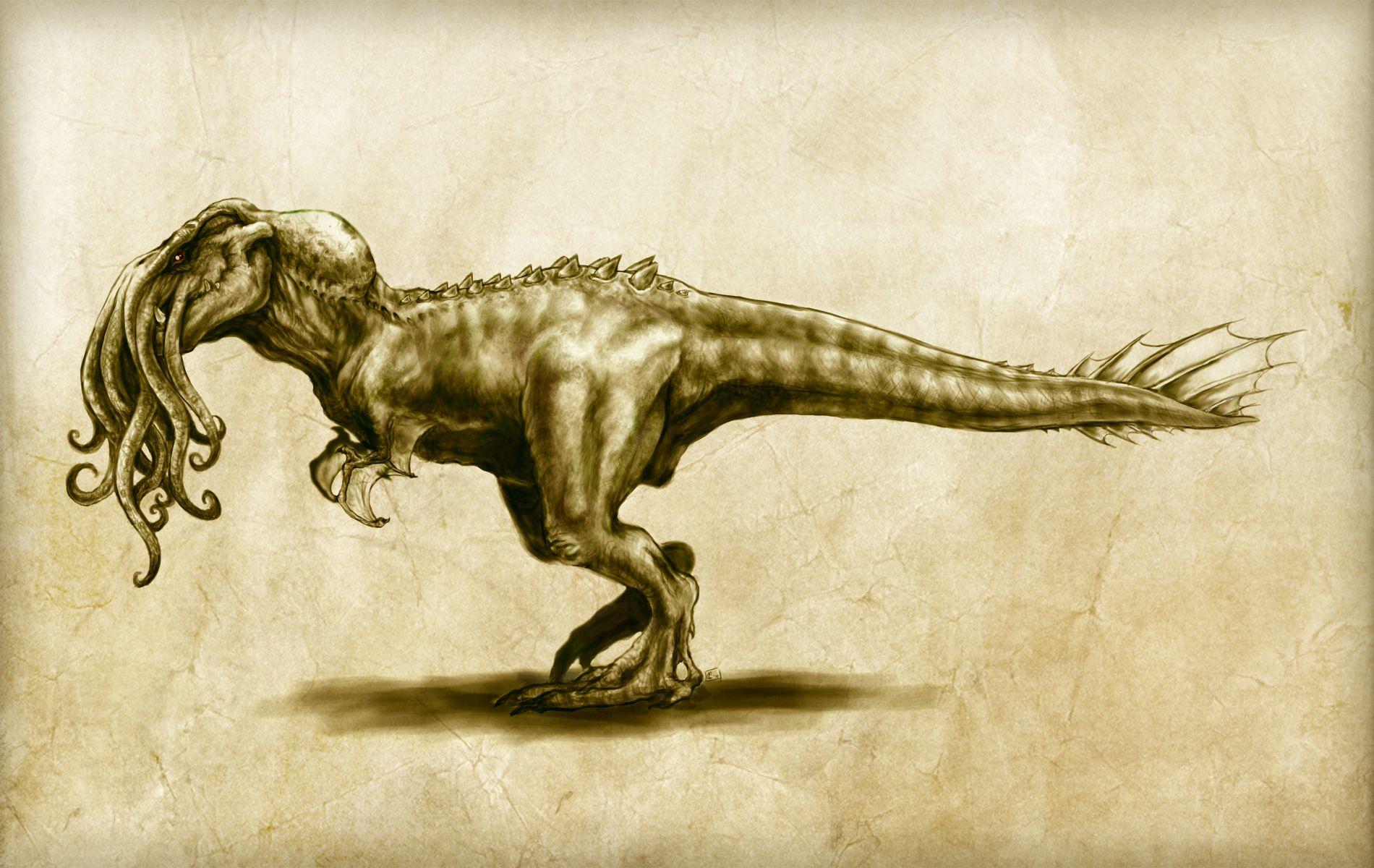 1900x1200 Cthulhu dinosaur wallpaper