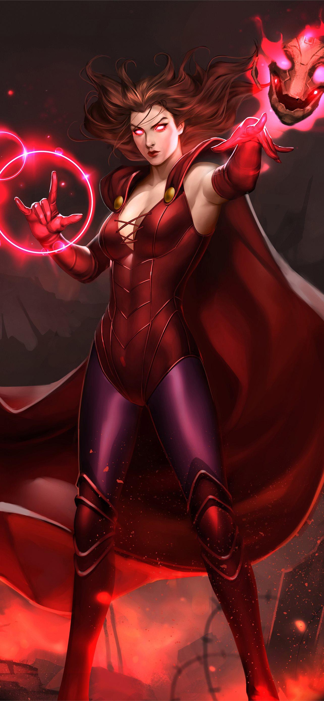 1284x2778 Scarlet Witch 4K Art Samsung Galaxy Note 9 8 S9 S8. iPhone Wallpaper Free Download
