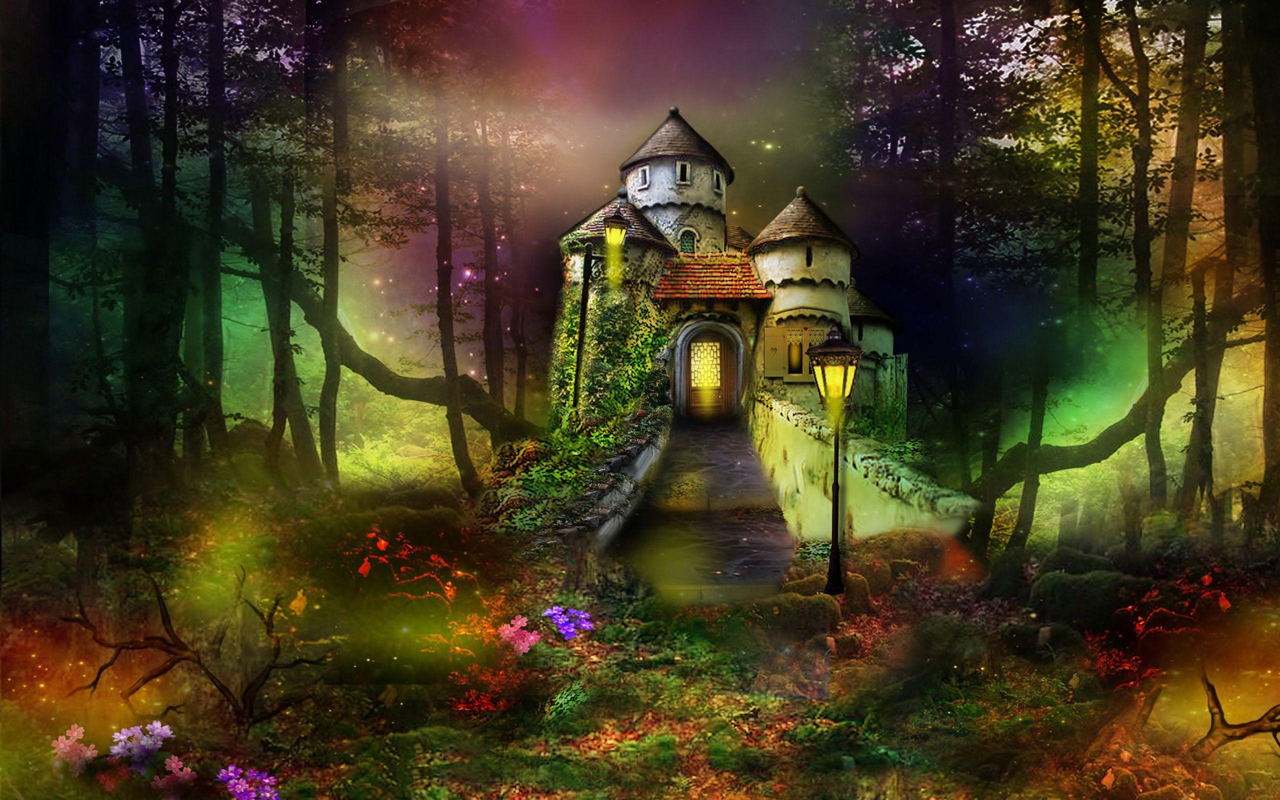 2560x1600 Bizarre art. Forest wallpaper, Fantasy forest, Fantasy castle