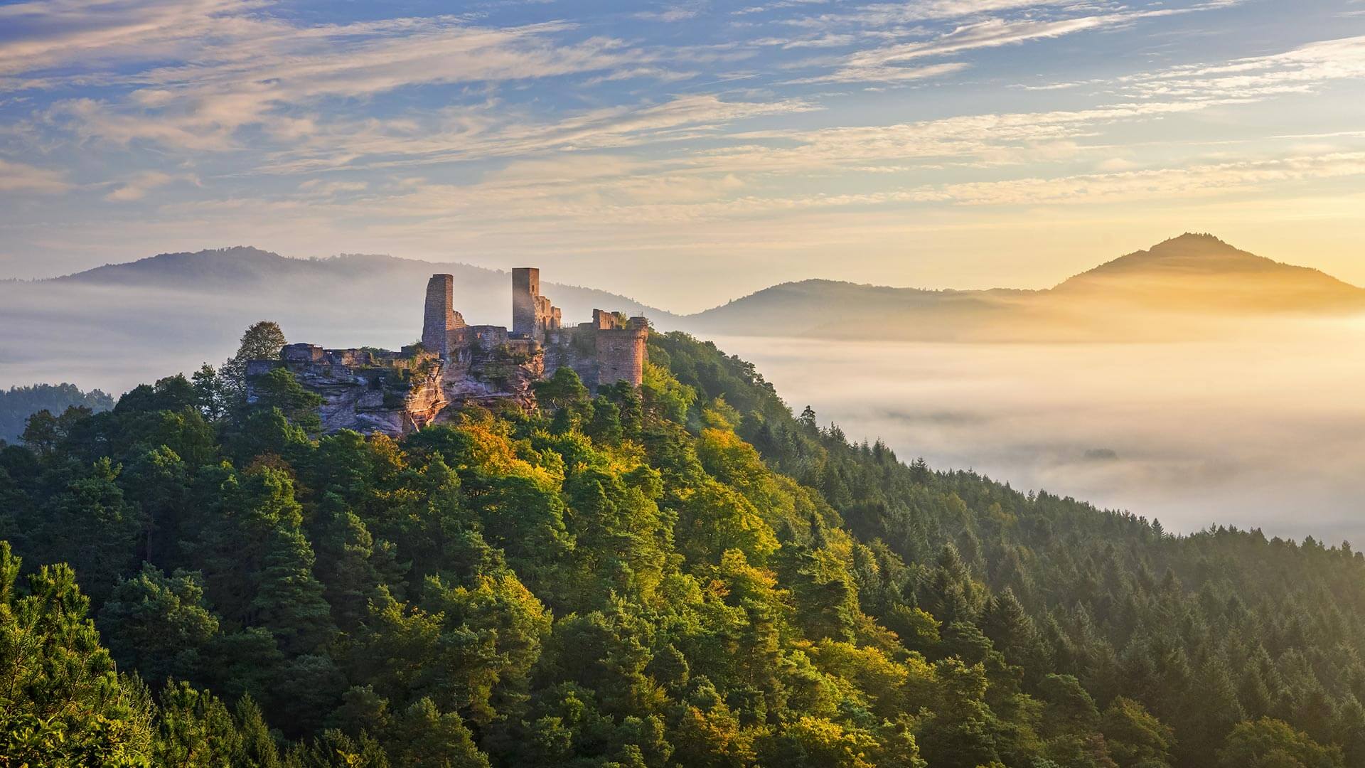 1920x1080 A rock castle in the Palatinate Forest