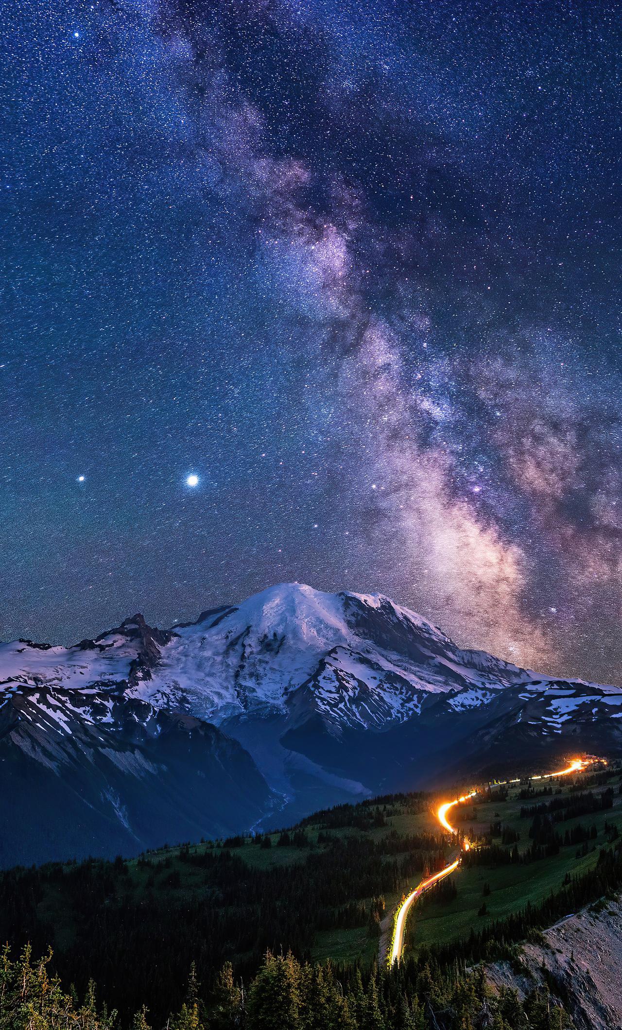 1280x2120 Milky Way Over Mountains 4k iPhone HD 4k Wallpaper, Image, Background, Photo and Picture