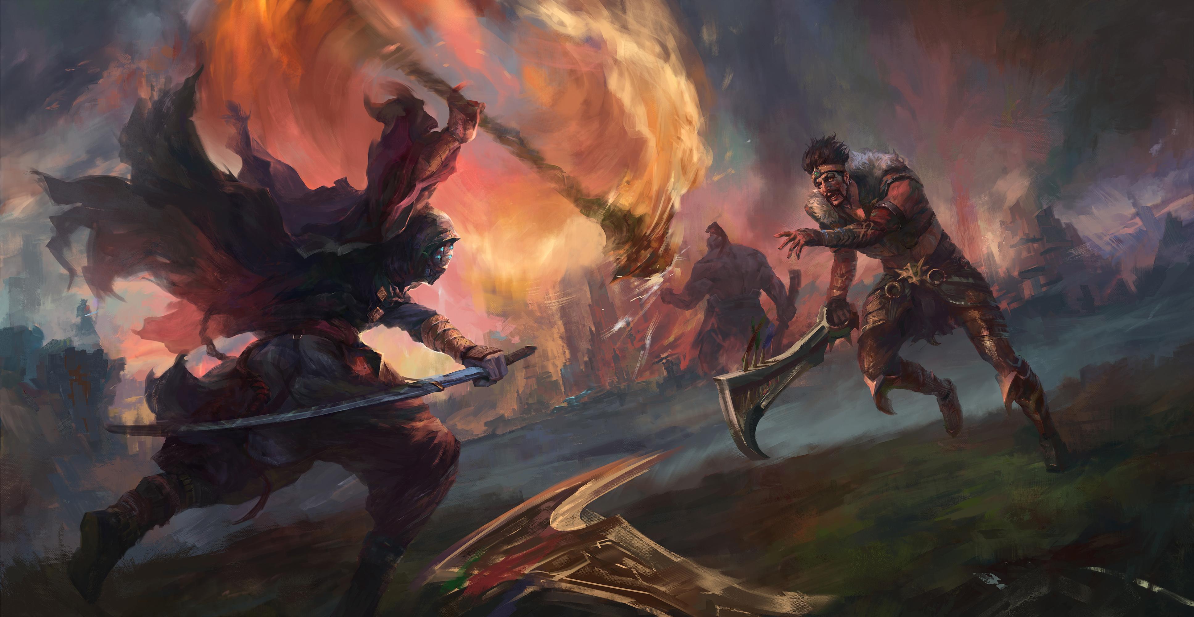 3871x2000 Jax, Draven & Sion By Berylcirclet HD 4k Wallpaper Lol Fan Art Wallpaper & Background Download