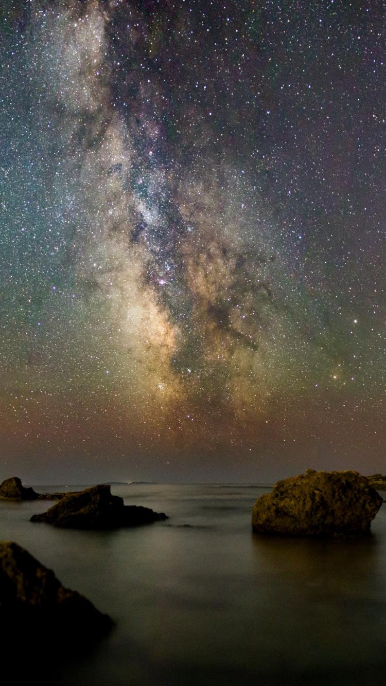 750x1334 Download Twilight, stars, milky way, sky, beach wallpaper, 750x iphone iPhone 8
