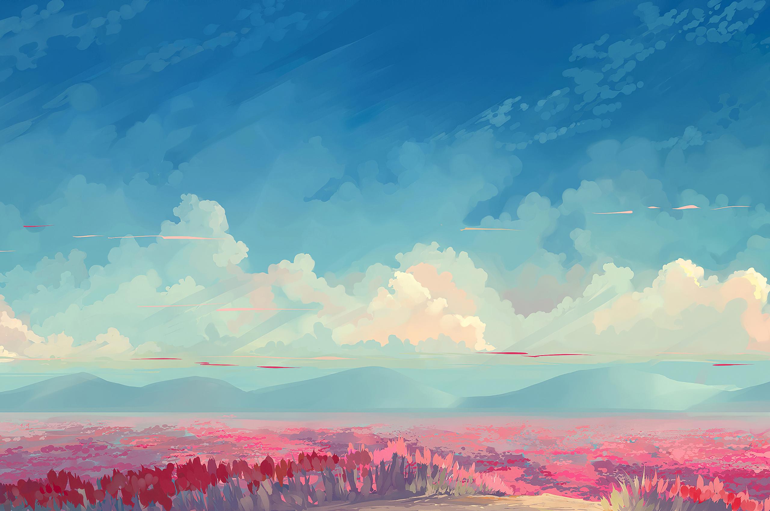 2560x1700 Sky Blue Clouds Digital Art 4k Chromebook Pixel HD 4k Wallpaper, Image, Background, Photo and Picture