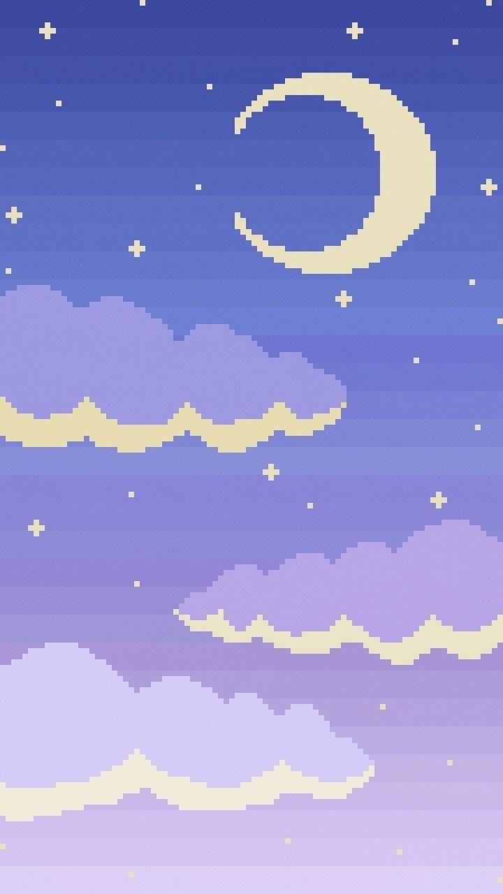 720x1280 Aesthetic Pixel Clouds HD Wallpaper