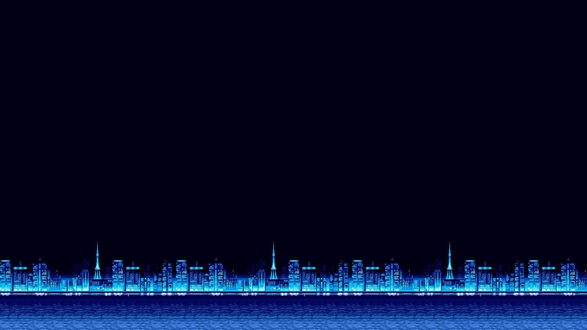 1920x1080 8 Bit Pixel Art City Skyline HD Wallpaperx1080