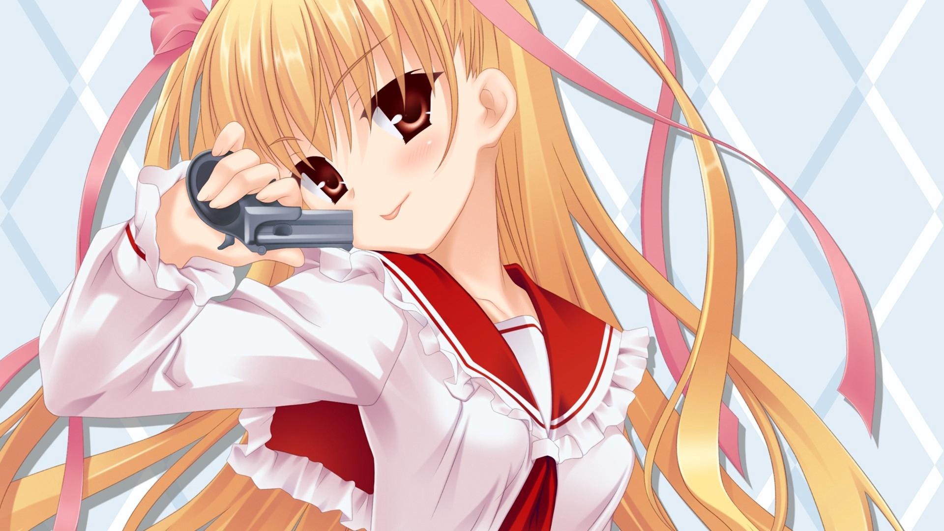 1920x1080 Wallpaper Anime, Girl, Blonde, Funny, Gun Anime, Gun The Scarlet Ammo Riko Mine