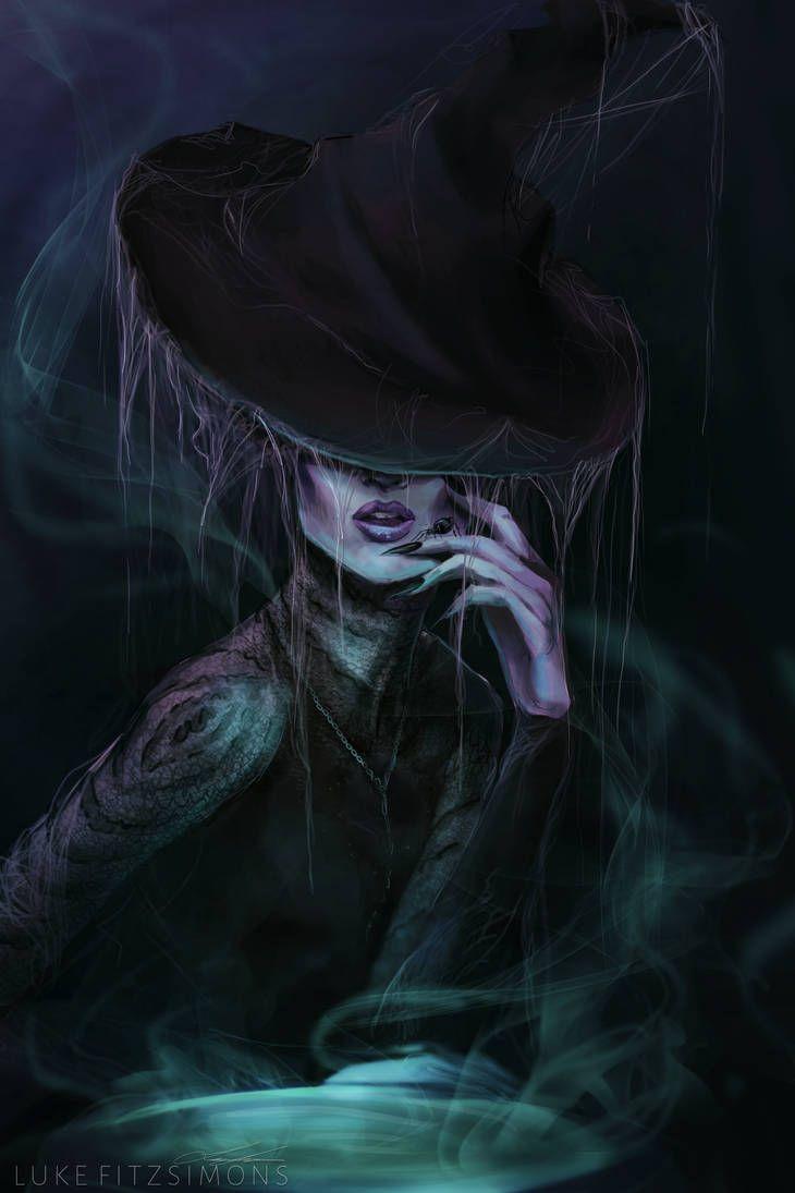 730x1095 Witch's Cauldron by LukeFitzsimons. Witch painting, Fantasy witch, Witch art