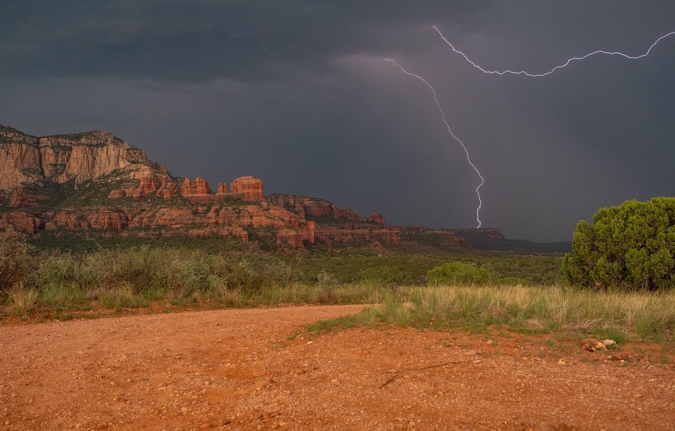 1332x850 Wallpaper rocks, lightning, valley, AZ, Arizona, Sedona, Sedona image for desktop, section пейзажи