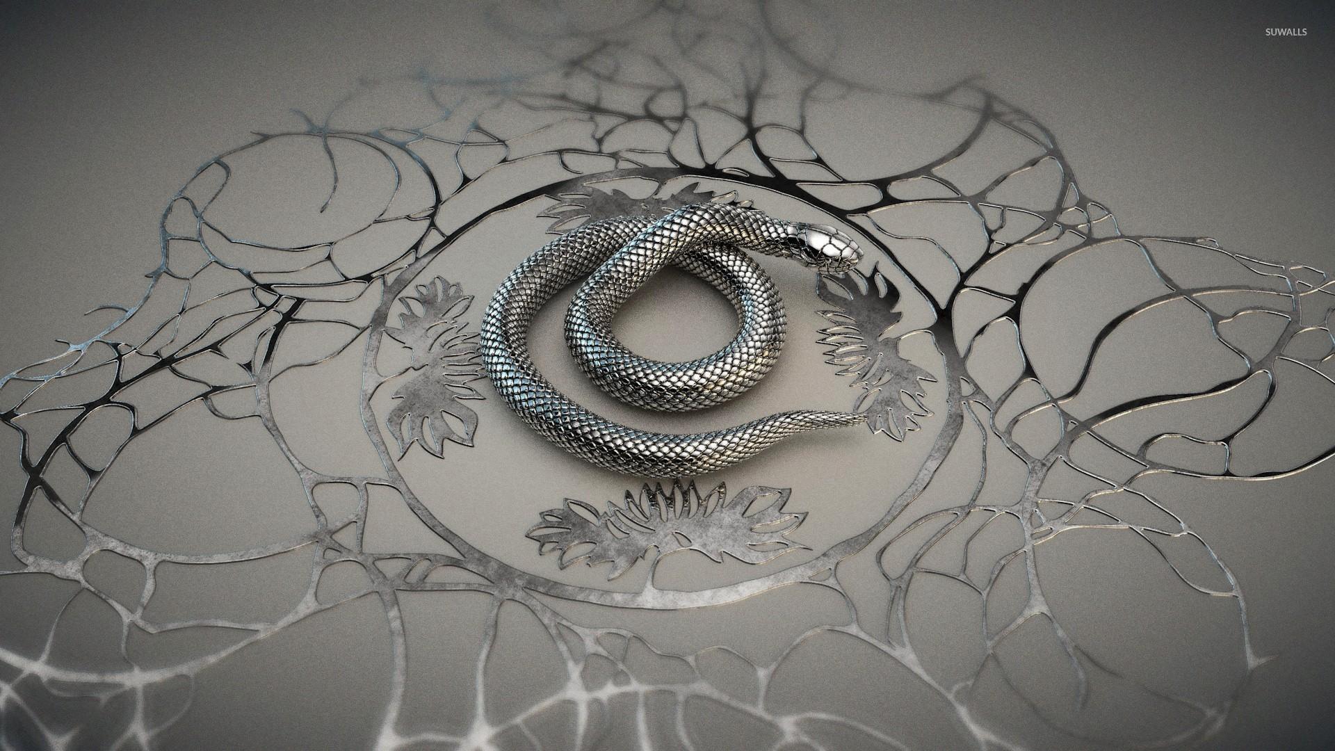 1920x1080 White Snake Wallpaper Art
