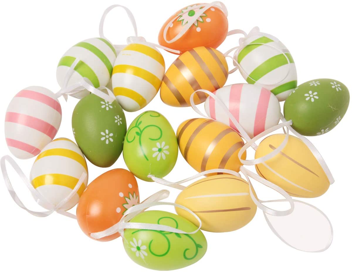 1200x926 Pcs Colorful Easter Egg Ornaments, 2.5 inch Plastic Eggs Decorative Hanging Eggs Easter Egg Tree Hanging Ornaments for Easter Day Decoration, Random
