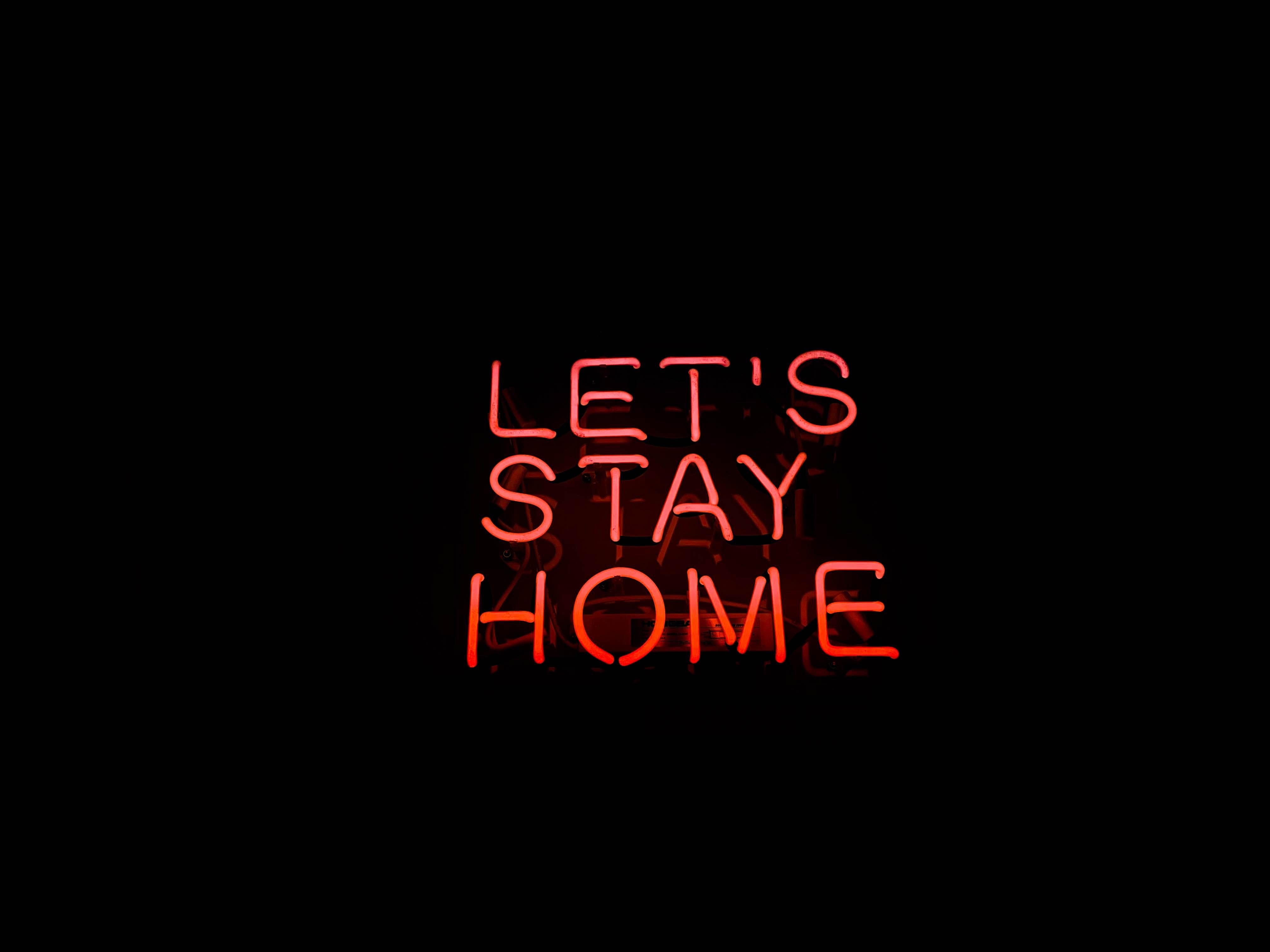 4032x3024 Download wallpaper 4032x3024 home, words, neon, backlight, inscription, black HD background