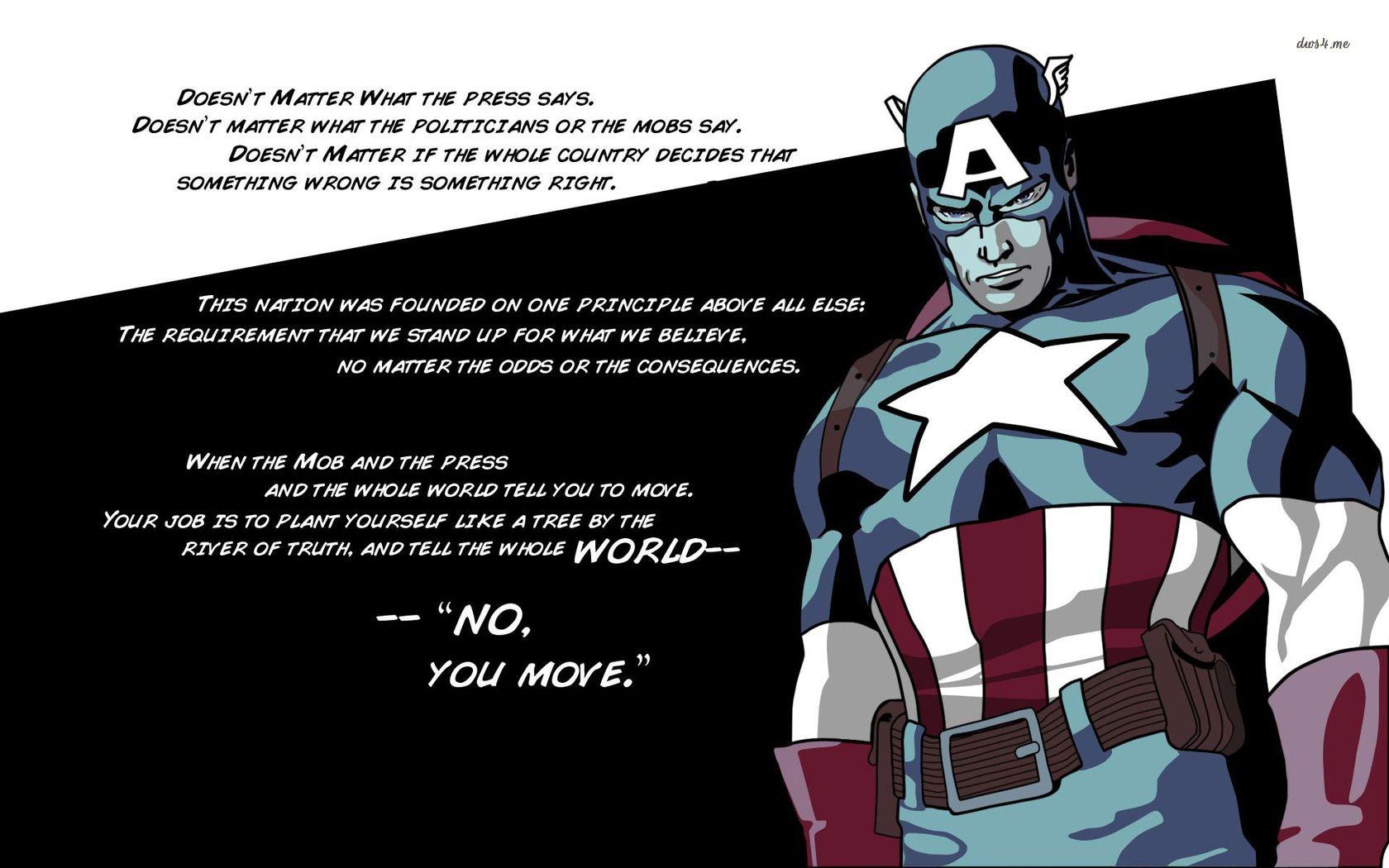 1680x1050 Captain America sayings HD wallpaper. National comic book day, Civil war quotes, Captain america quotes