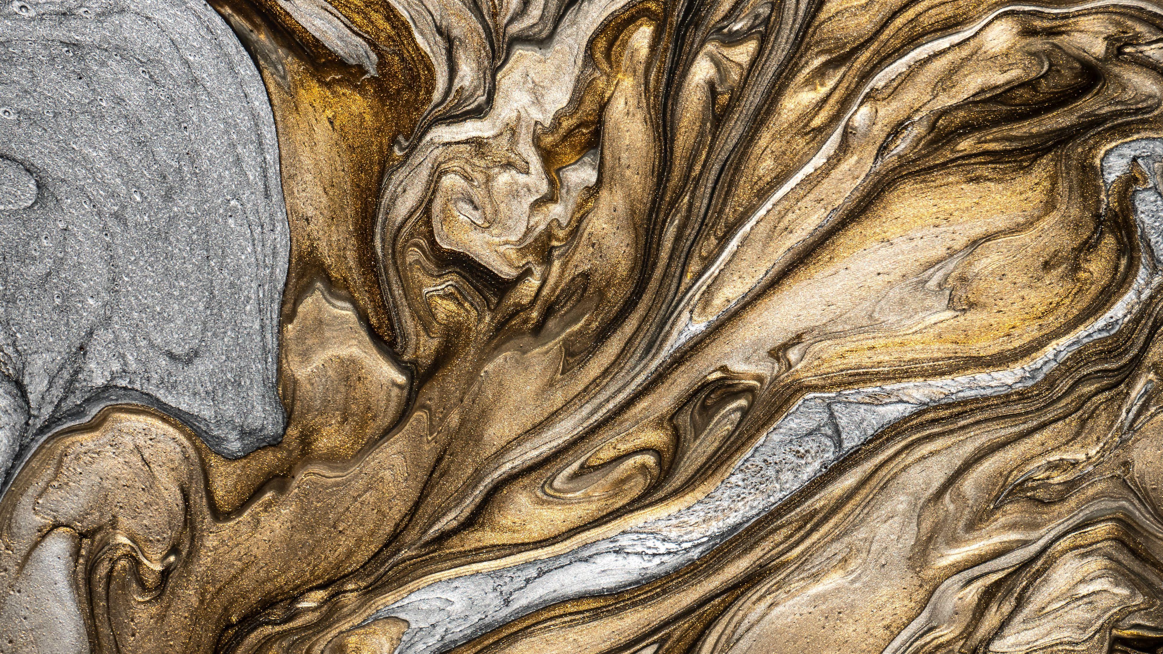 3840x2160 Download wallpaper 3840x2160 paint, liquid, glitter, gold, silver, stains 4k uhd 16:9 HD background