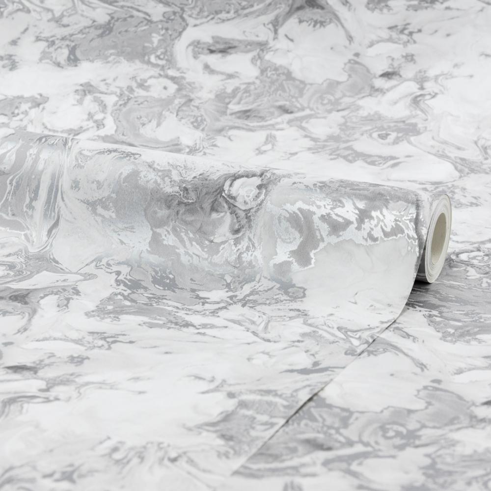 1000x1000 Liquid Marble wallpaper in silver. I Love Wallpaper