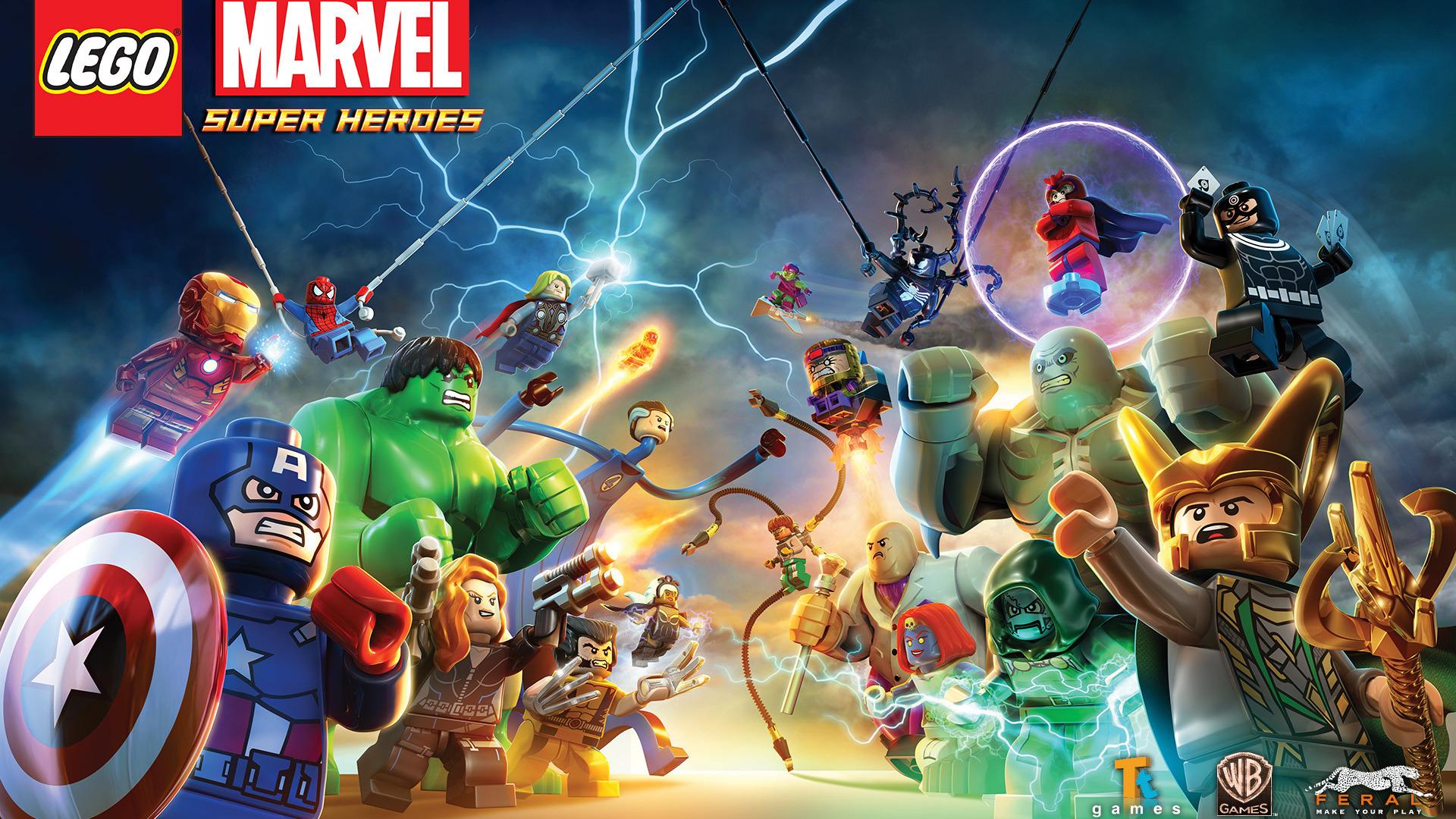 1920x1080 Download Wallpaper Wolverine, Storm, Iron Man, Captain America, Thor, Magneto, Artwork, Figures, Spider Man, Loki, Venom, Thunder, Green Goblin, Hluk, Dr. Doom, Lego Marvel, Section Games In Resolution 1920x1080