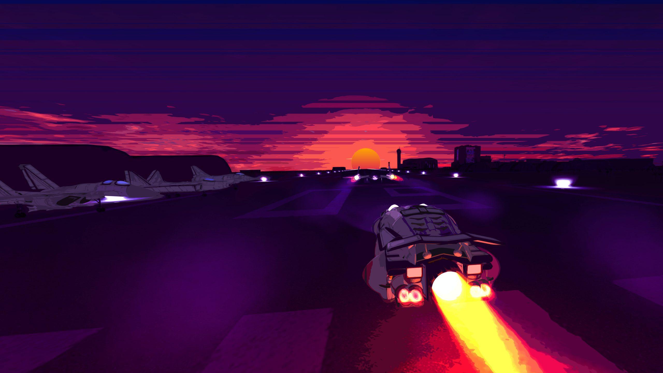 2560x1440 Wallpaper Sunset, 8k, 4k, Neon, Battle Station, Retro • Wallpaper For You