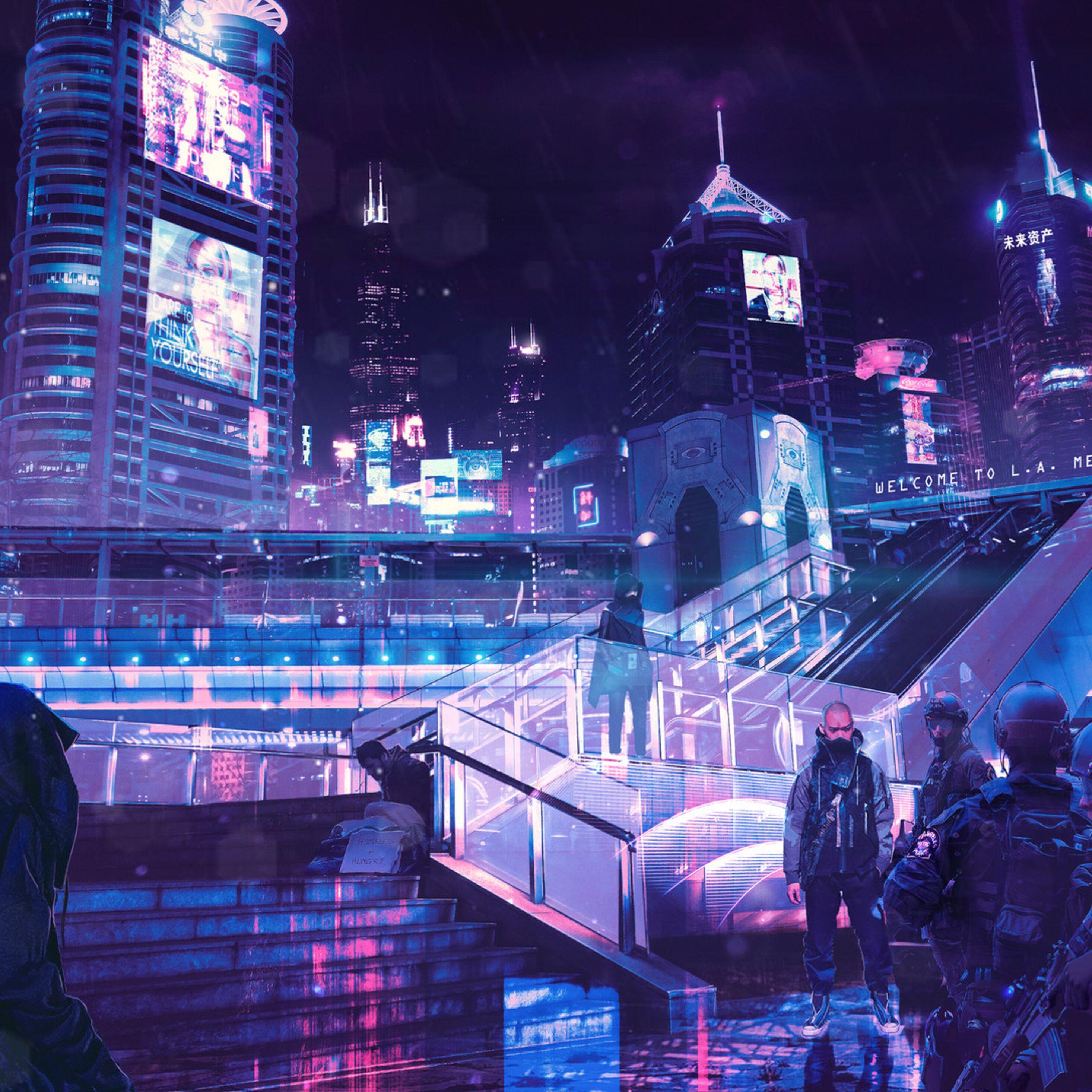 2932x2932 Cyberpunk iPad 4k Wallpaper