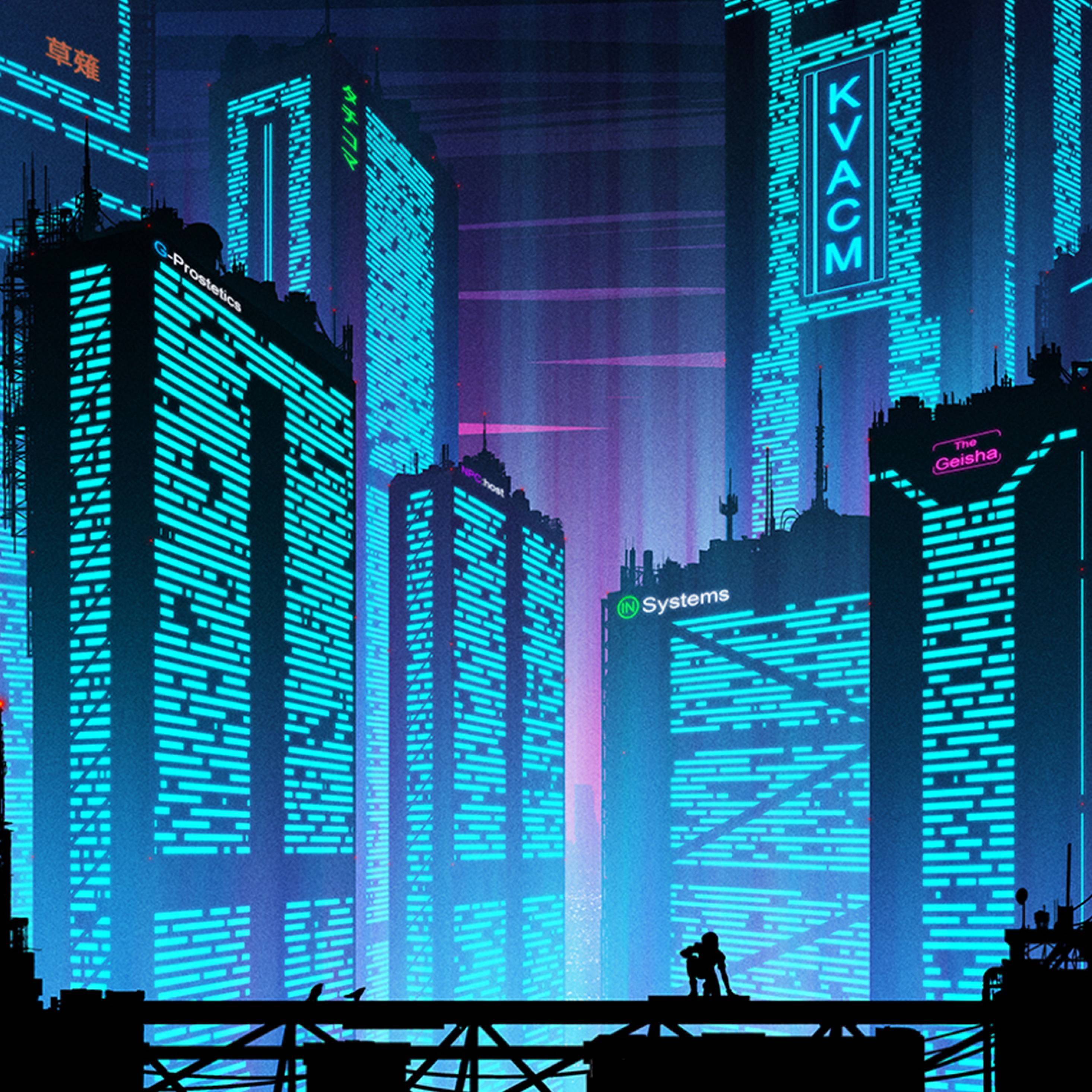2932x2932 Cyberpunk Futuristic New Port City iPad Pro Retina Display Wallpaper, HD City 4K Wallpaper, Image, Photo and Background