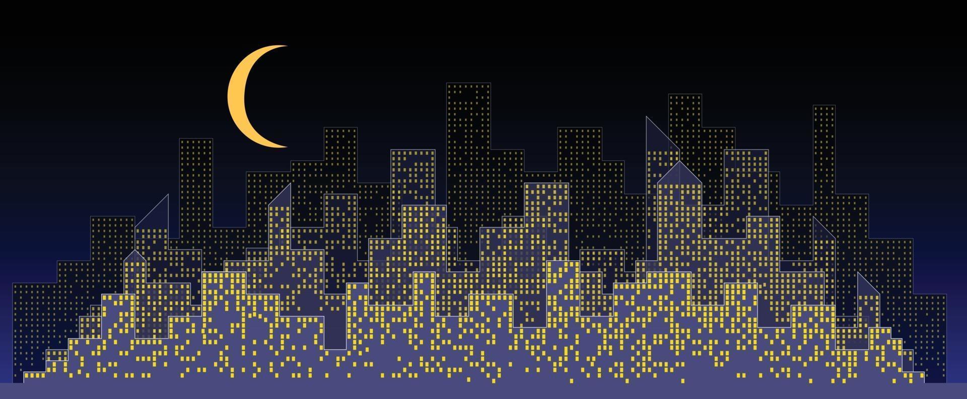 1920x793 Abstract futuristic city night sky with modern buildings vector wallpaper background