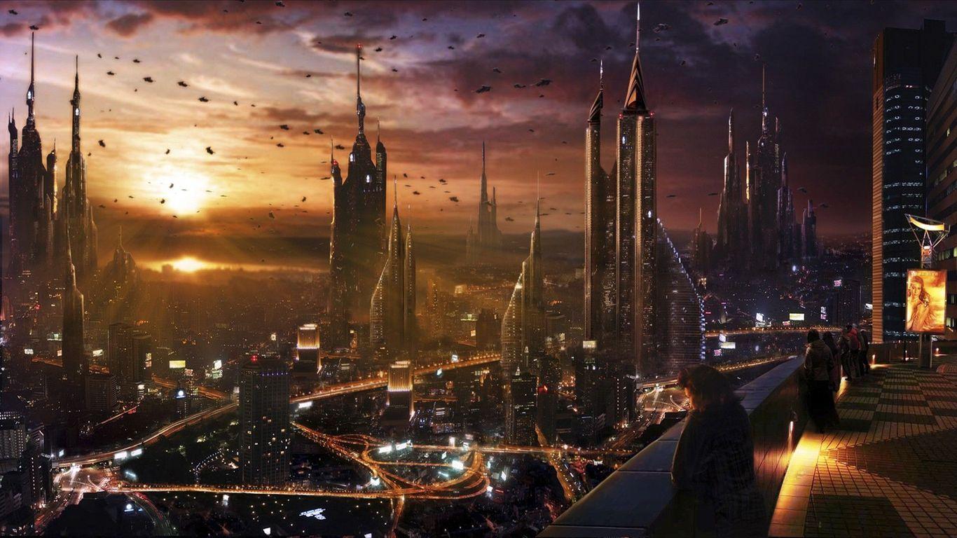 1366x768 Alien City Wallpaper
