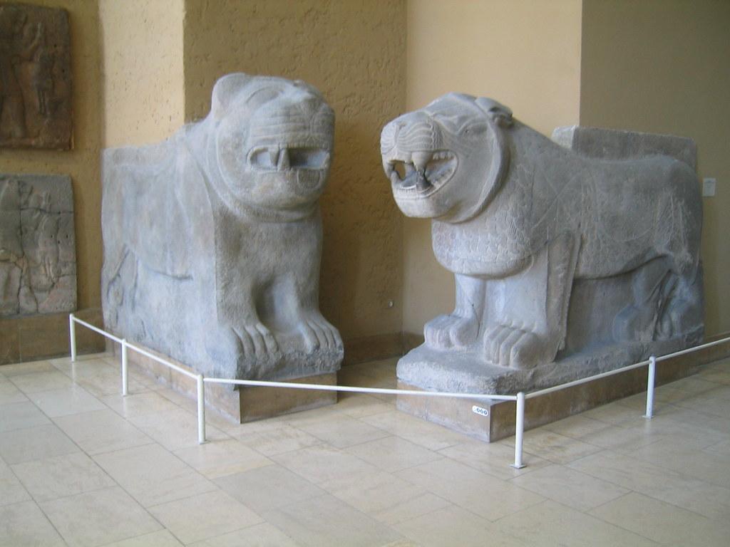 1024x768 Sumerian Lions. Two Sumerian lion sculptures. Sumer was the