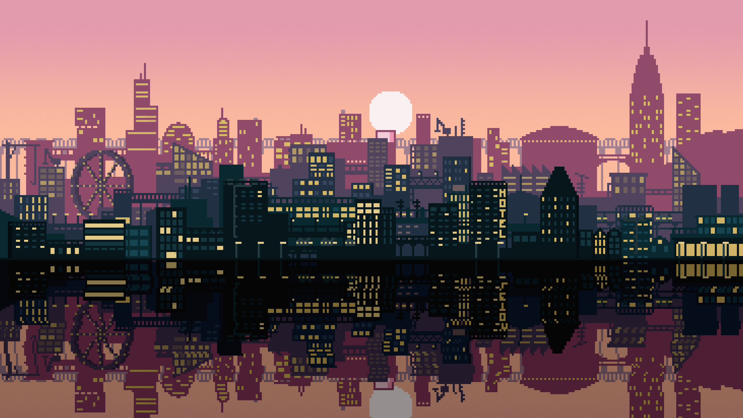 2560x1440 Pixel Art City [2560x1440][oc] City Background