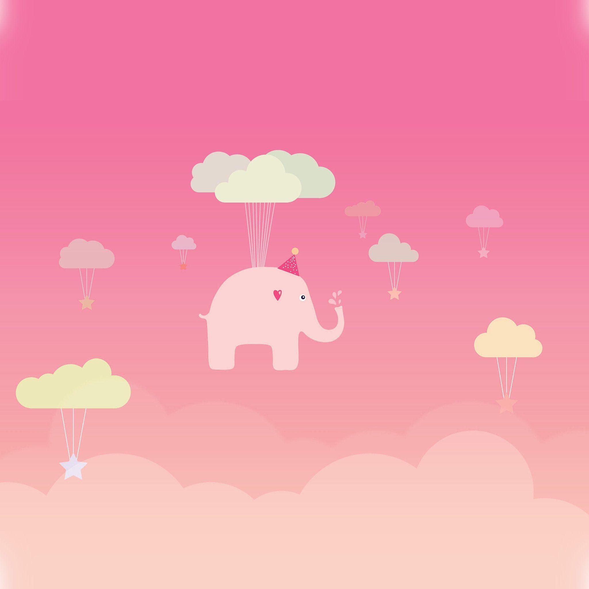 2048x2048 Cute Elephant IllustrationArt Orange Fly iPad Air Wallpaper Free Download