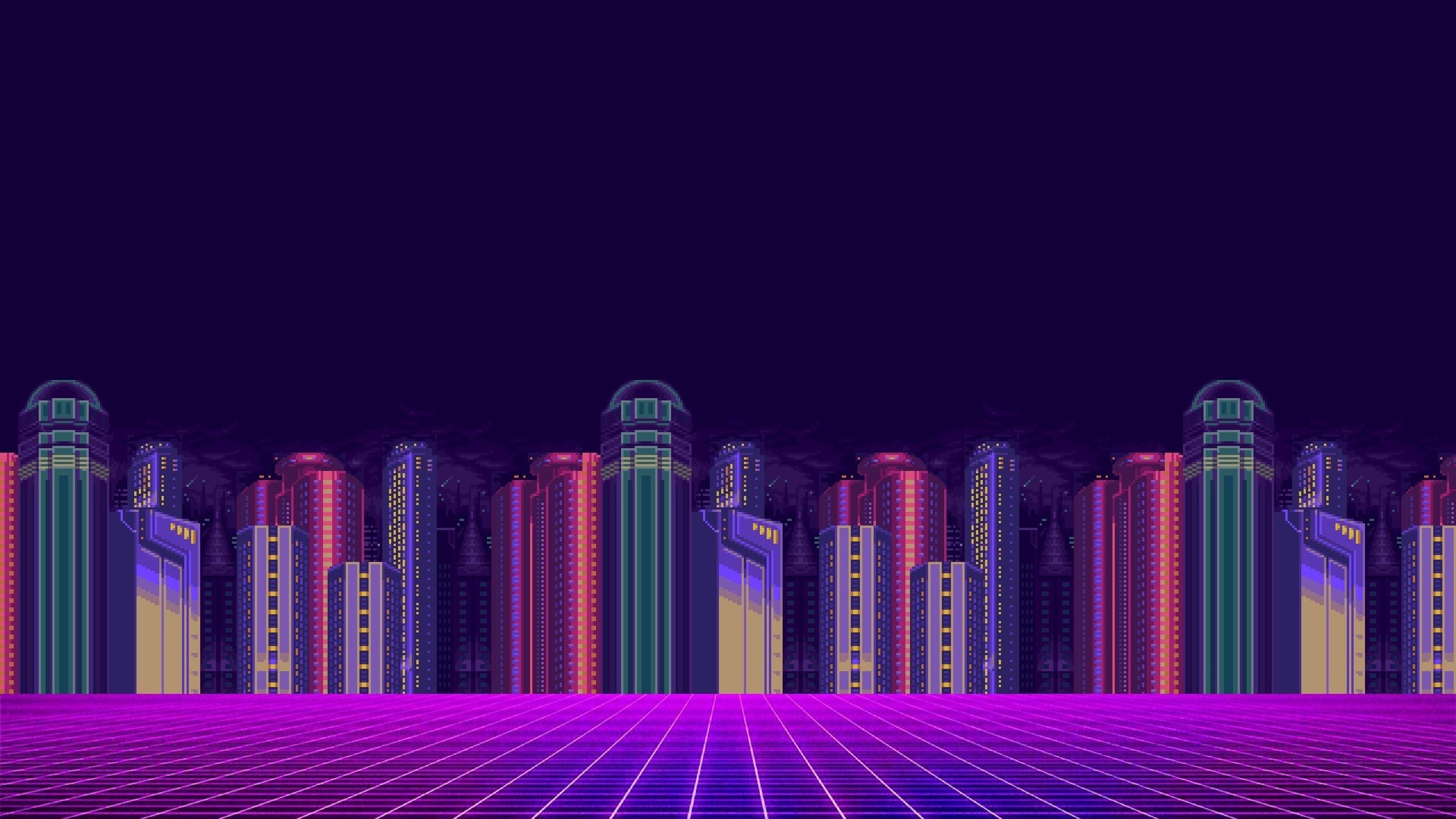 2560x1440 Synthwave 8 Bit Pixel Cityscape 1440P Resolution Wallpaper, HD Artist 4K Wallpaper, Image, Photo And Background