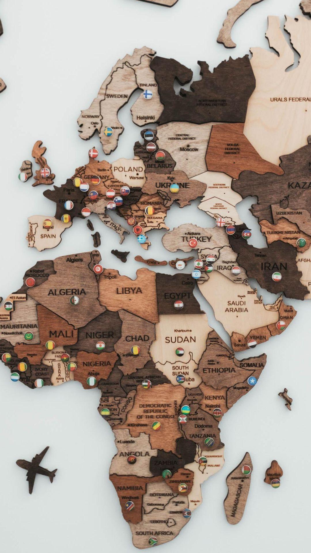 1080x1920 3D World Map Wall Art Wall Decor Home Gifts Wooden Map of the World Enjoy The Wood Travel World Map 5th Anniversary Gift for Couple, Family. Map wall art decor, Map