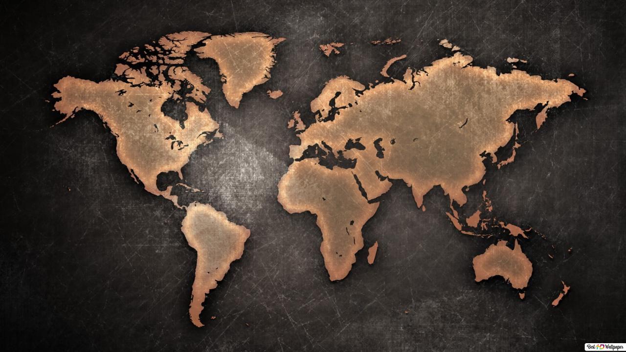 1280x720 Brown world map HD wallpaper download